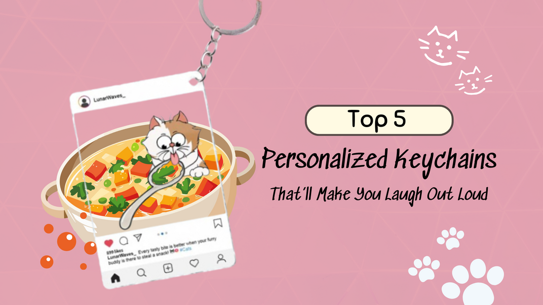 Top 5 Personalized Keychains that will make you laugh out loud with cute cat and soup design