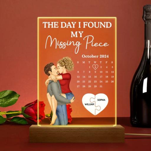 Personalized anniversary gifts with a romantic couple illustration and custom calendar date display
