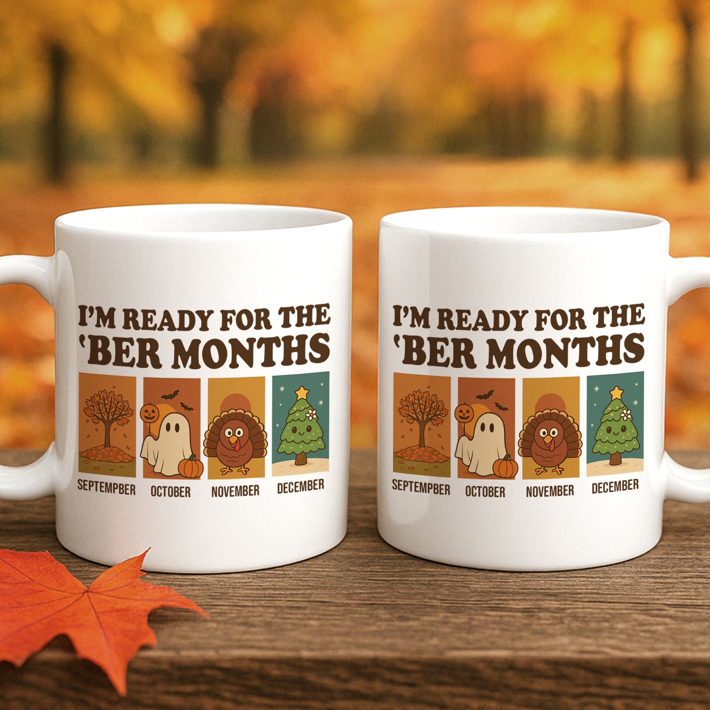365Gifty Beer Mug with autumn design and text ready for the 'Ber Months' September to December