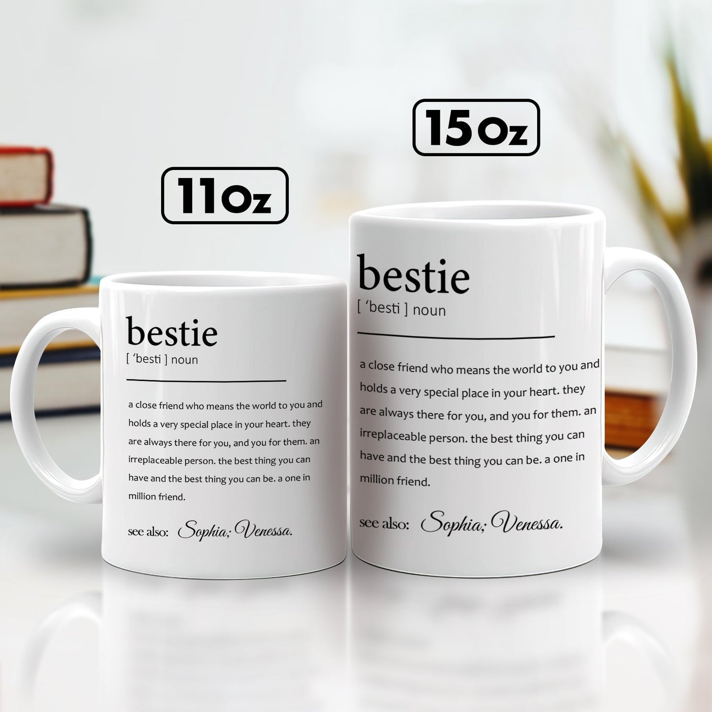 365Gifty ceramic bestie definition mugs 11oz and 15oz set custom friendship gift for office