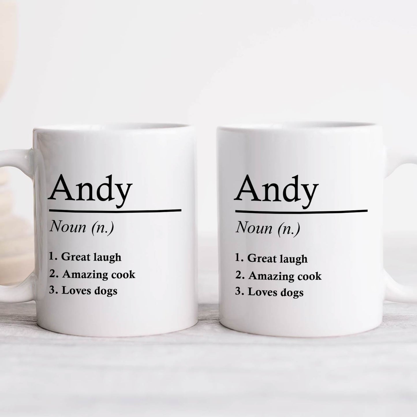 365Gifty white ceramic mugs with Andy definition printed side by side ideal funny definition mug for family gift
