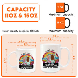 365Gifty 11oz and 15oz white ceramic mugs with colorful boho woman design and funny gift for besties