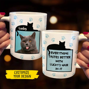 365Gifty customizable white photo coffee mugs with paw prints cat silhouette and photo funny personalized mugs for cat lovers