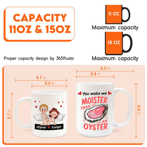 365Gifty white ceramic mugs showing cartoon couple and oyster pun design 11oz and 15oz funny romantic gift for couples