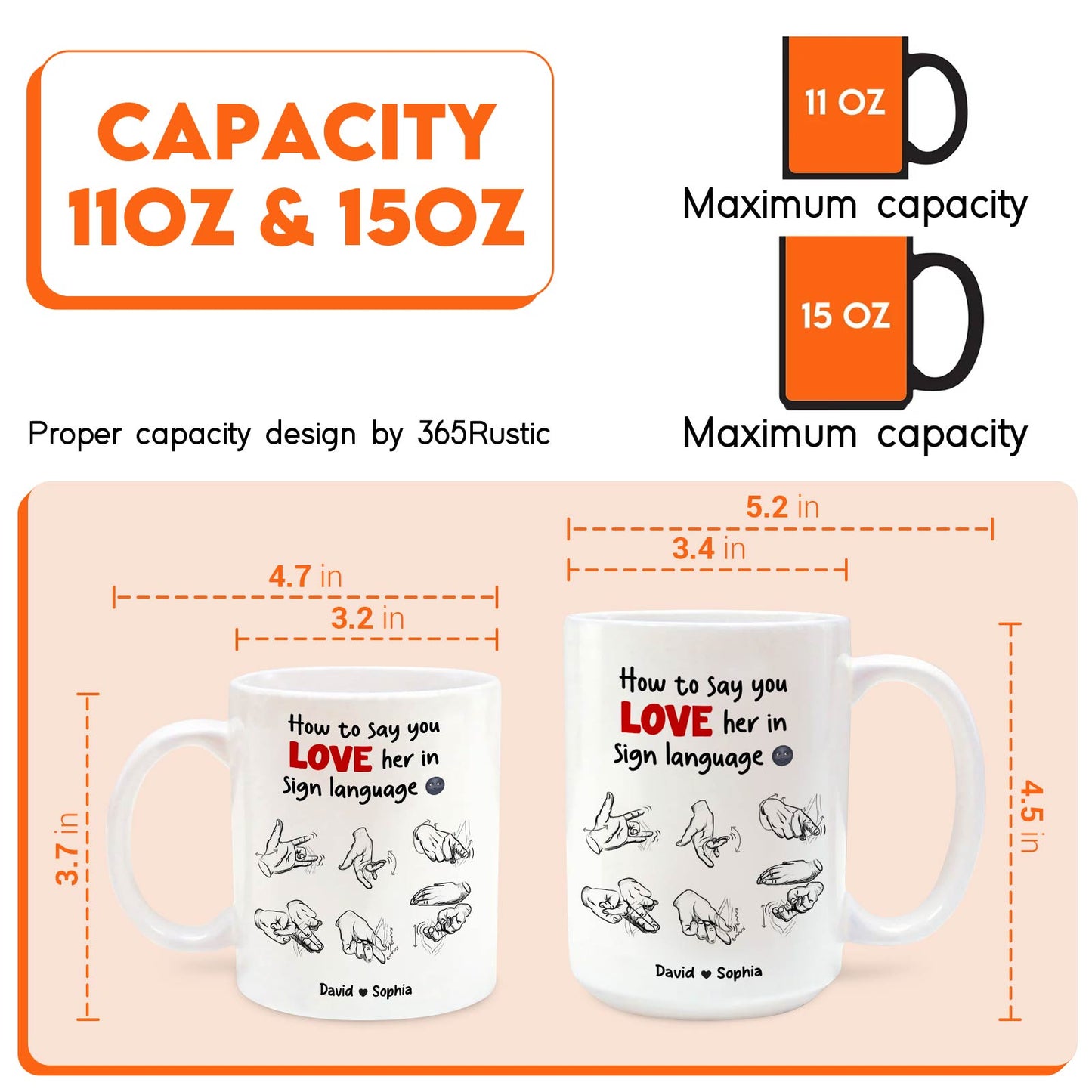 365Gifty ceramic mug set with sign language love prints 11oz 15oz unique anniversary gifts for couples