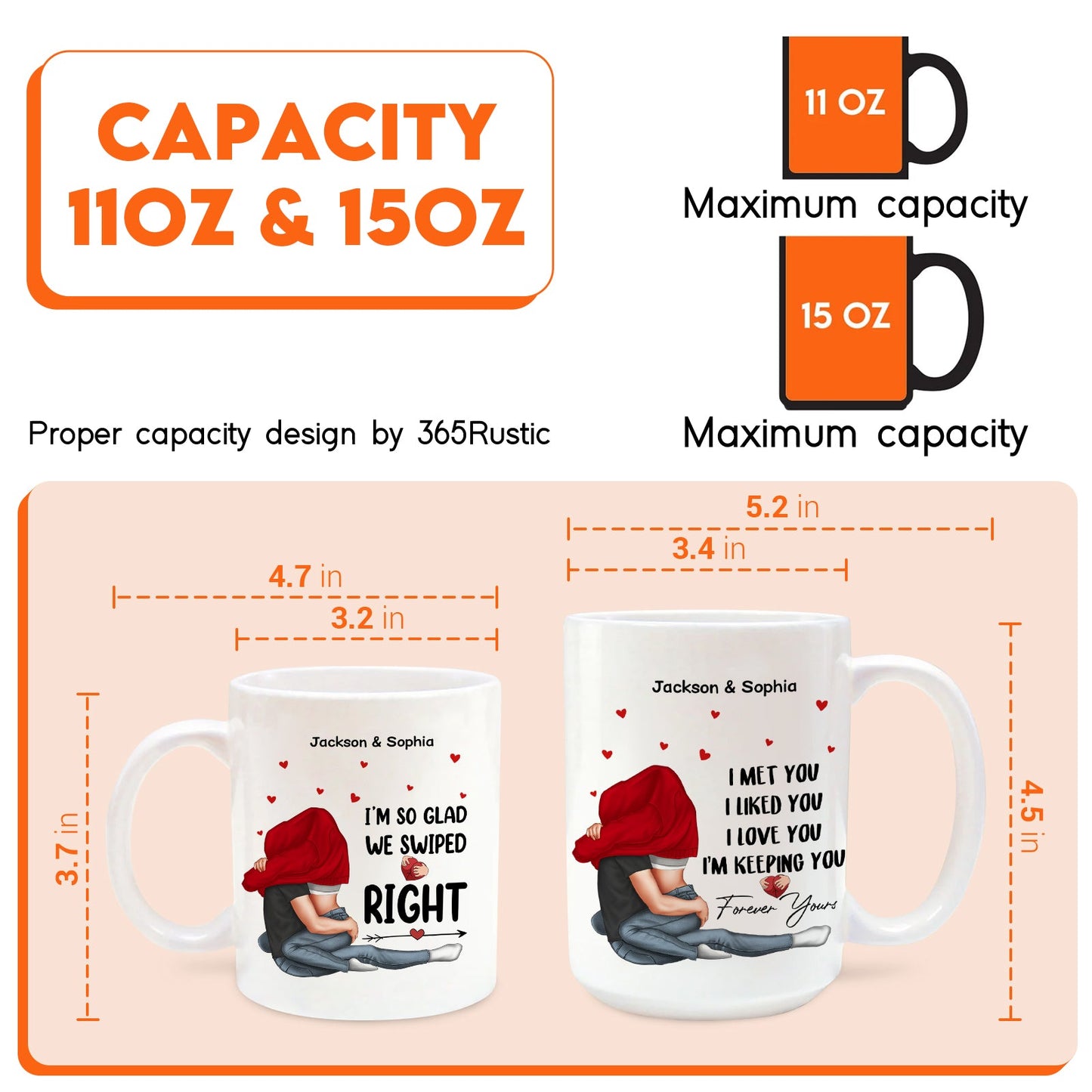 365Gifty personalized coffee mugs 11oz and 15oz with couple design and romantic messages unique gift for boyfriend or girlfriend
