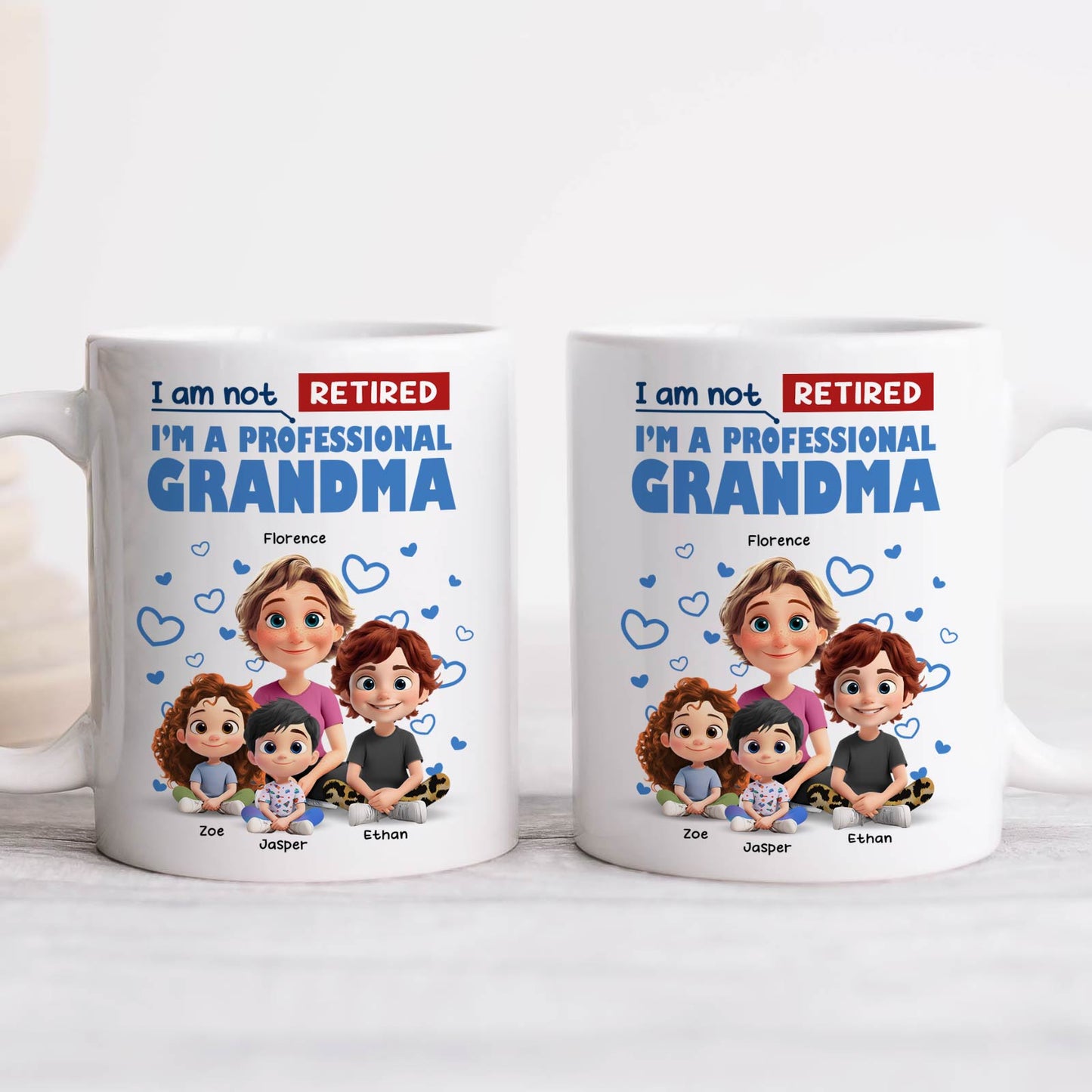 365Gifty ceramic mugs with Im not retired Im a professional grandma cartoon family design unique retirement gift for grandmother