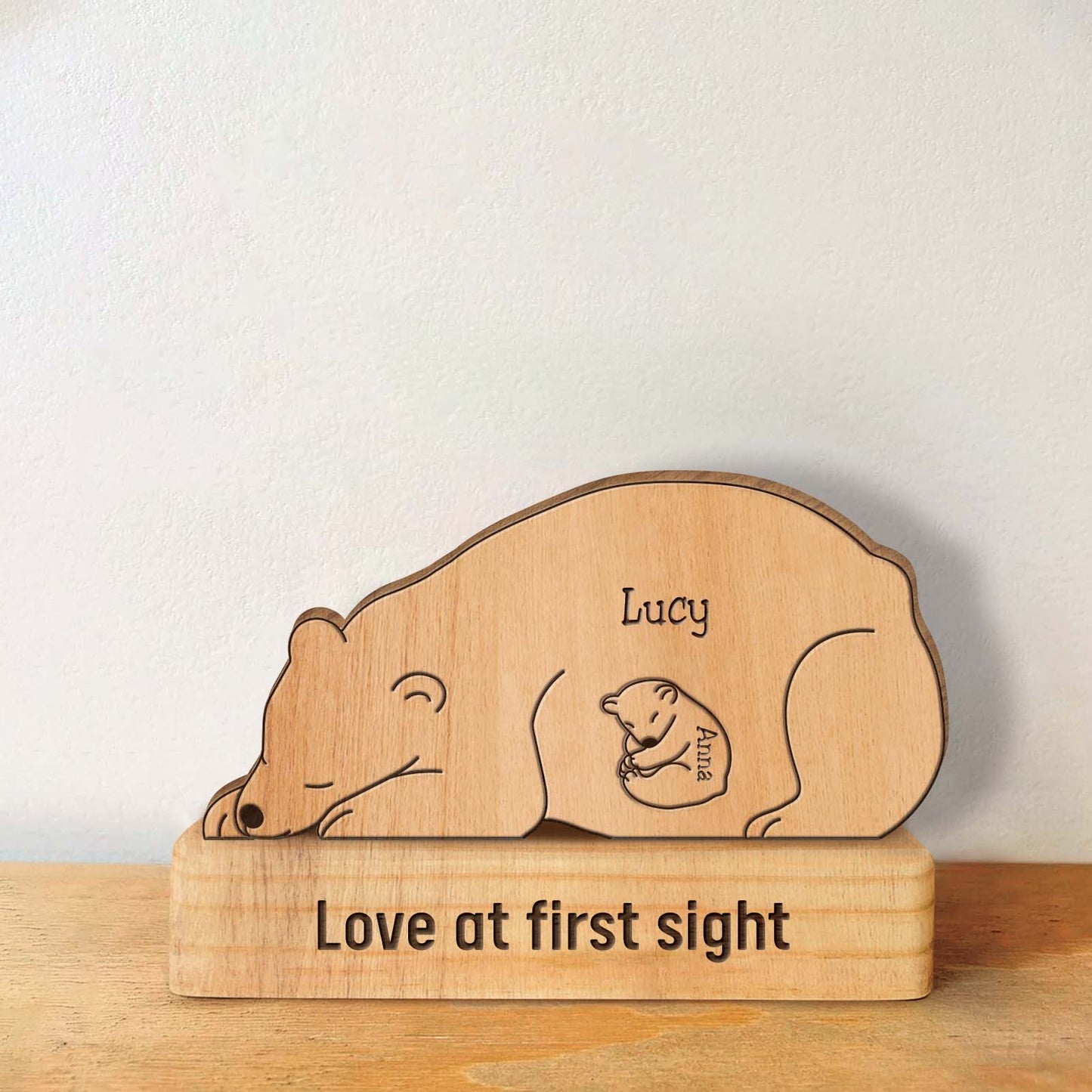 Family - Love At First Sight - Personalized Bear Wooden Puzzle
