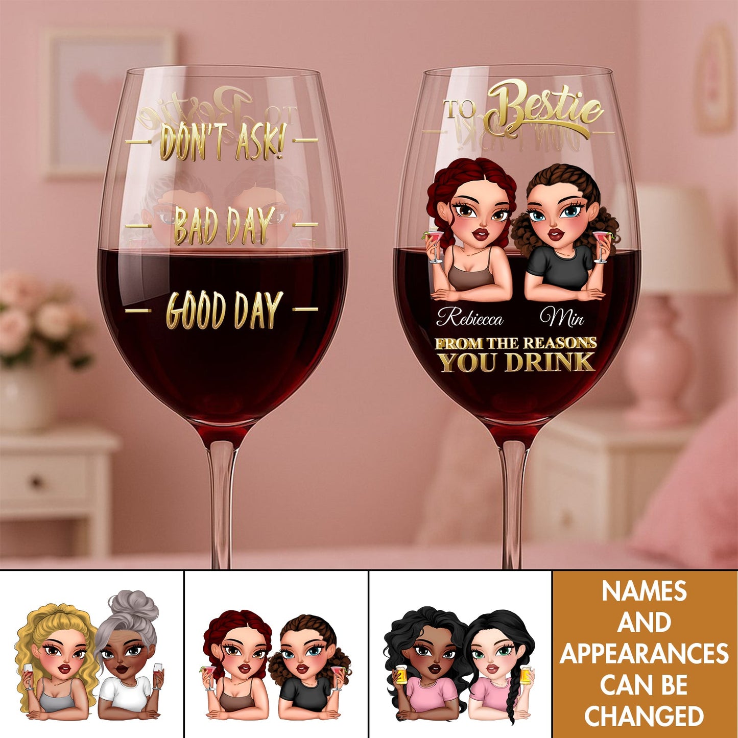 Bestie - From The Reasons You Drink - Personalized Wine Glass