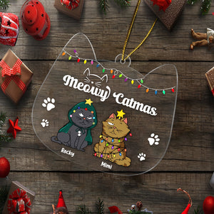 Pet Lovers - Meowy Catmas - Personalized Acrylic Ornament