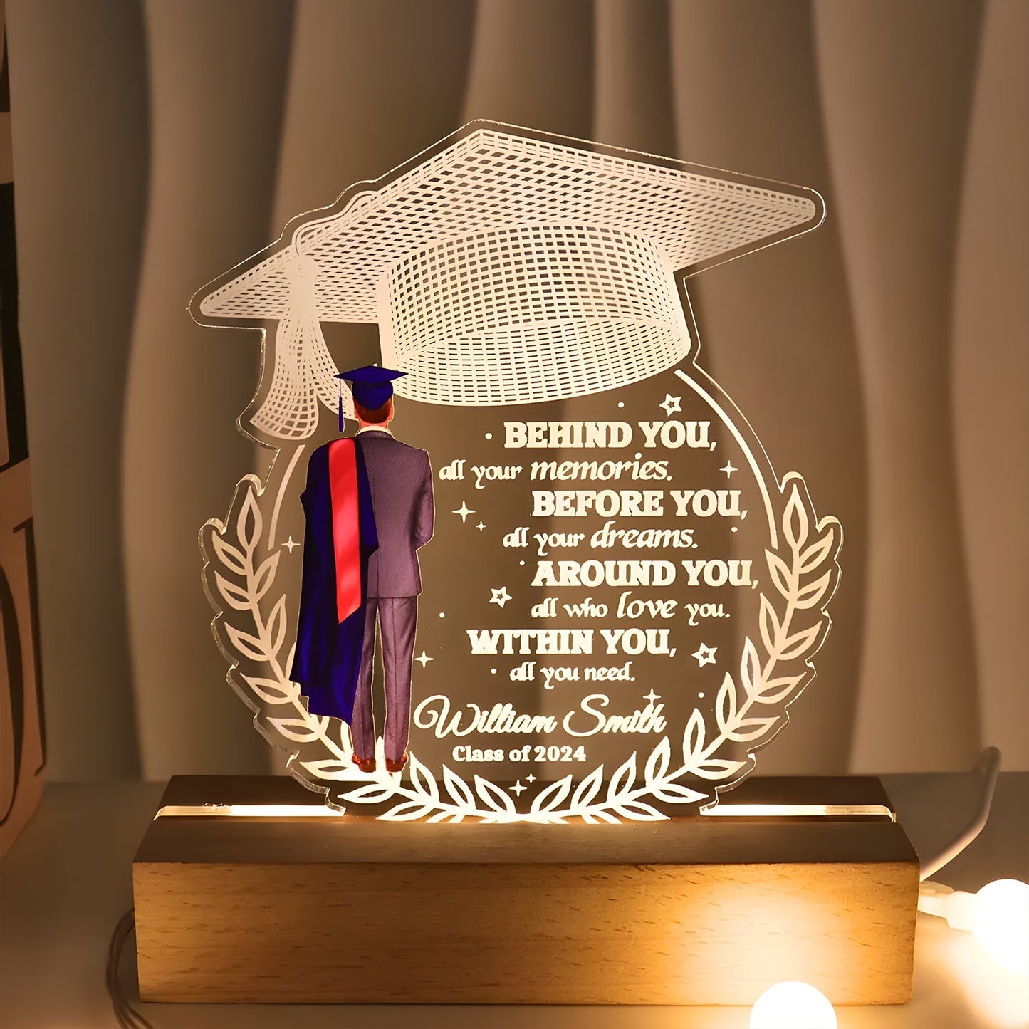 Graduation - Behind You All Your Memories - Personalized LED Night Light