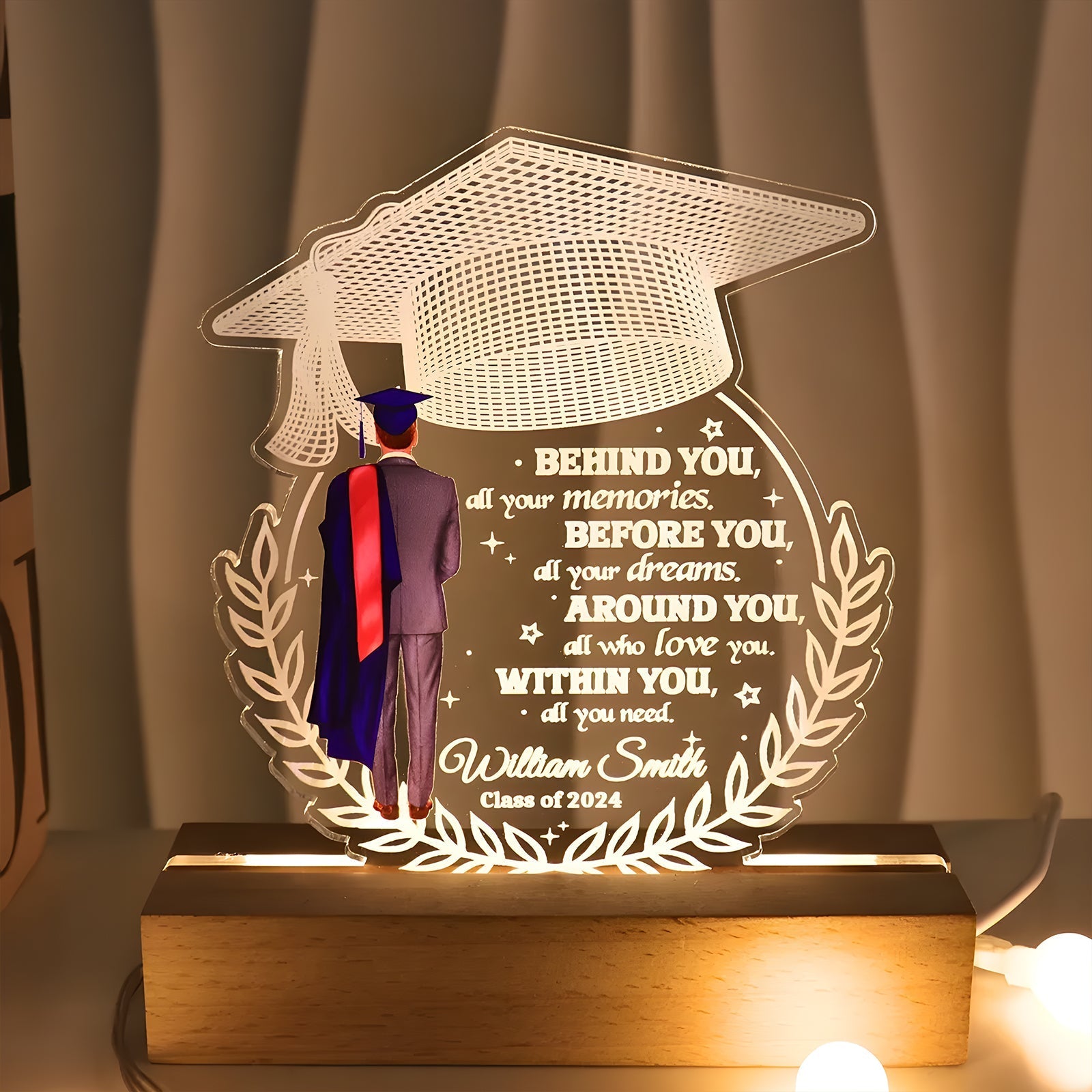Graduation - Behind You All Your Memories - Personalized LED Night Light