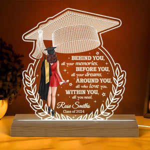 Graduation - Behind You All Your Memories - Personalized LED Night Light