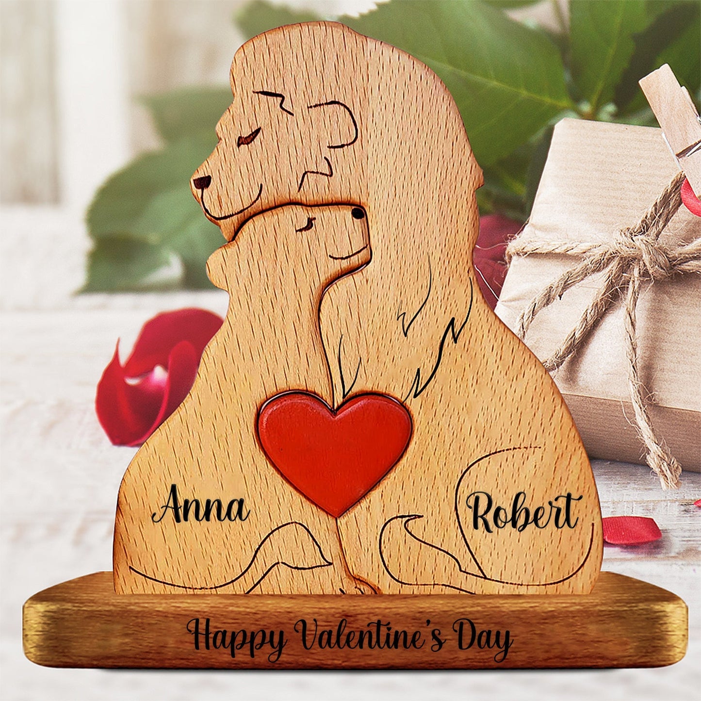 Family - Happy Valentine's Day - Personalized Wooden Puzzle