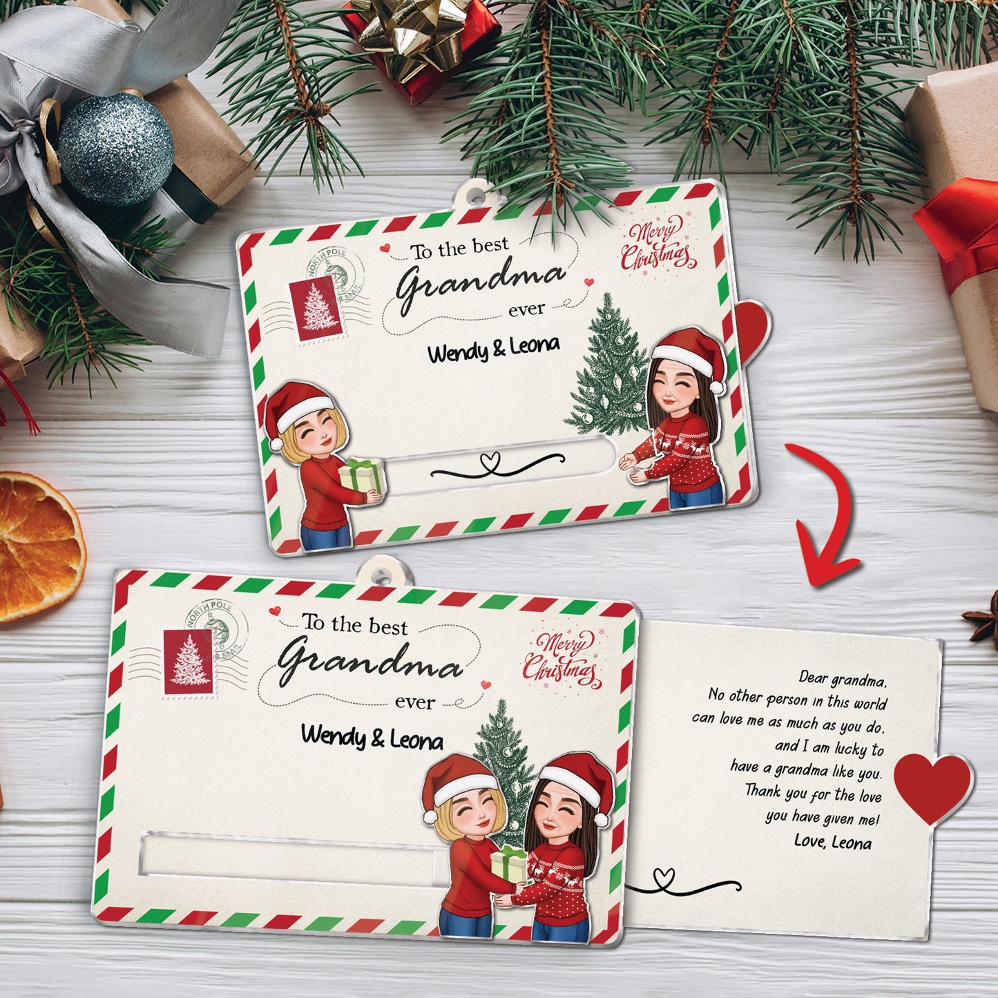 Family - To The Best Grandma Ever - Personalized Acrylic Slider Card Ornament