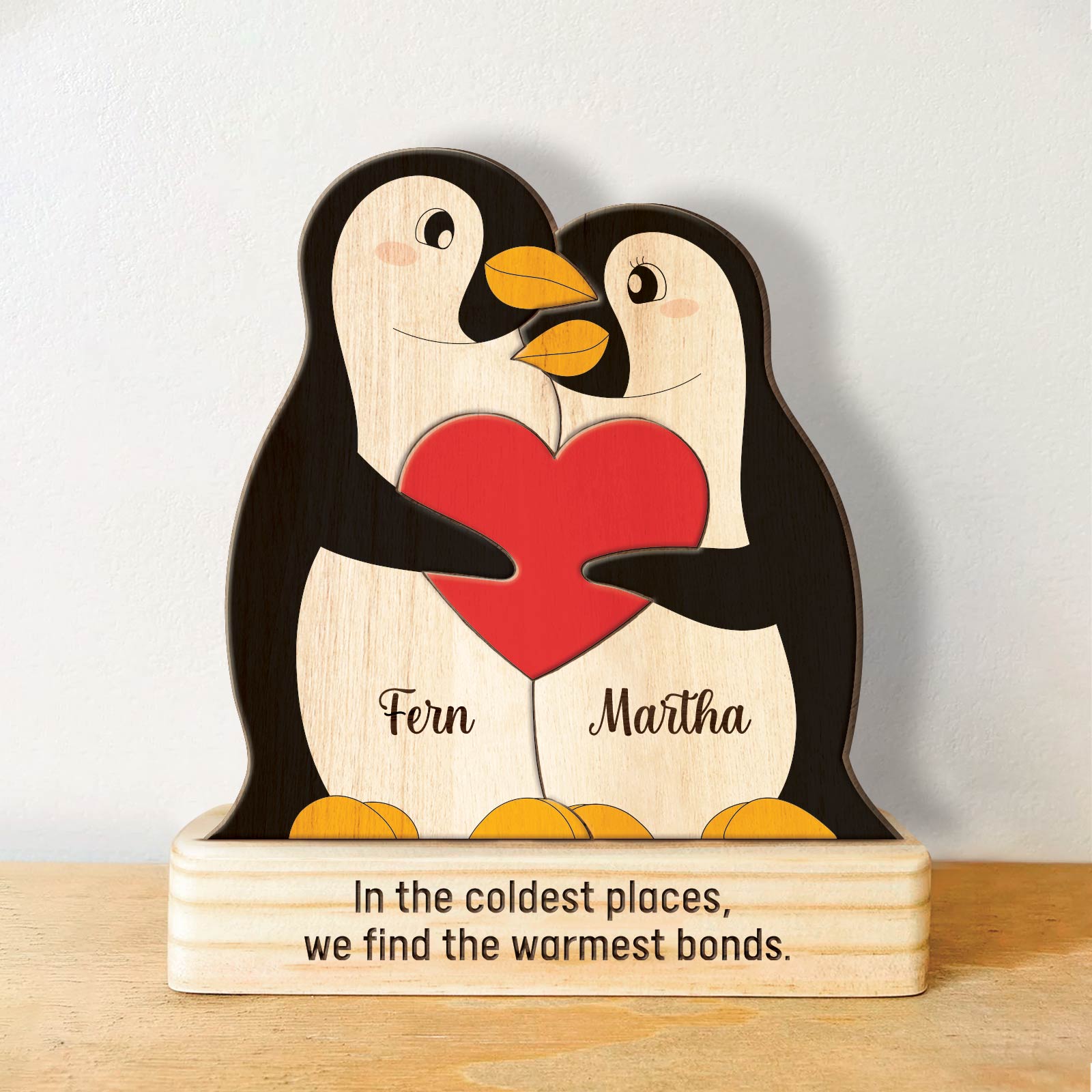 Family - When Penguins Find Their Mate They Stay Forever - Personalized Wooden Penguin Puzzle