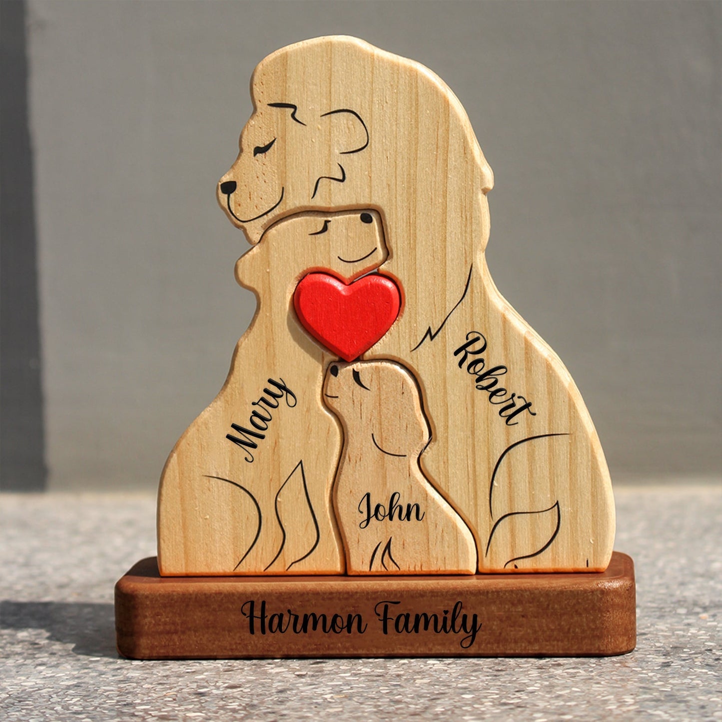 Family - Happy Valentine's Day - Personalized Wooden Puzzle