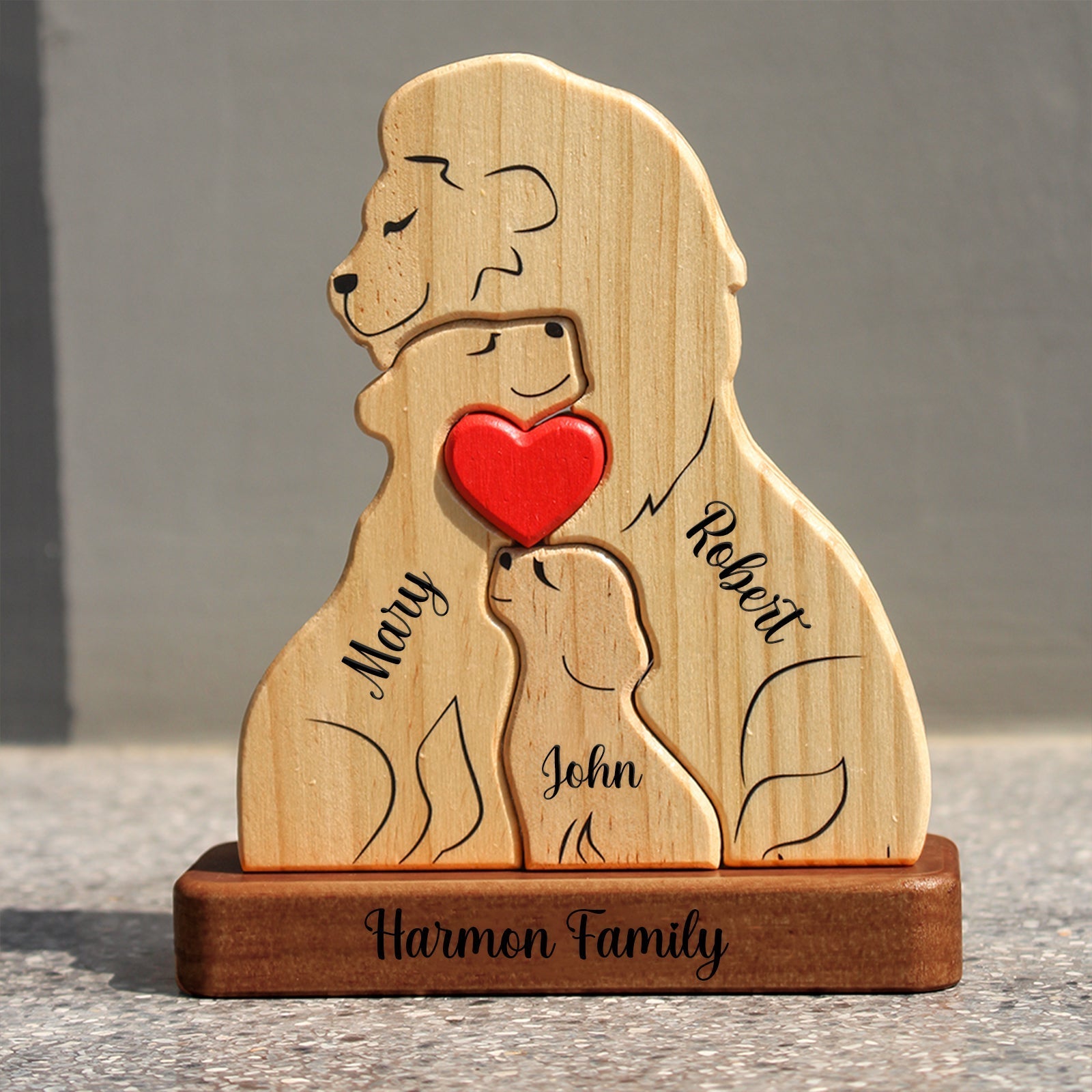 Family - Happy Valentine's Day - Personalized Wooden Puzzle