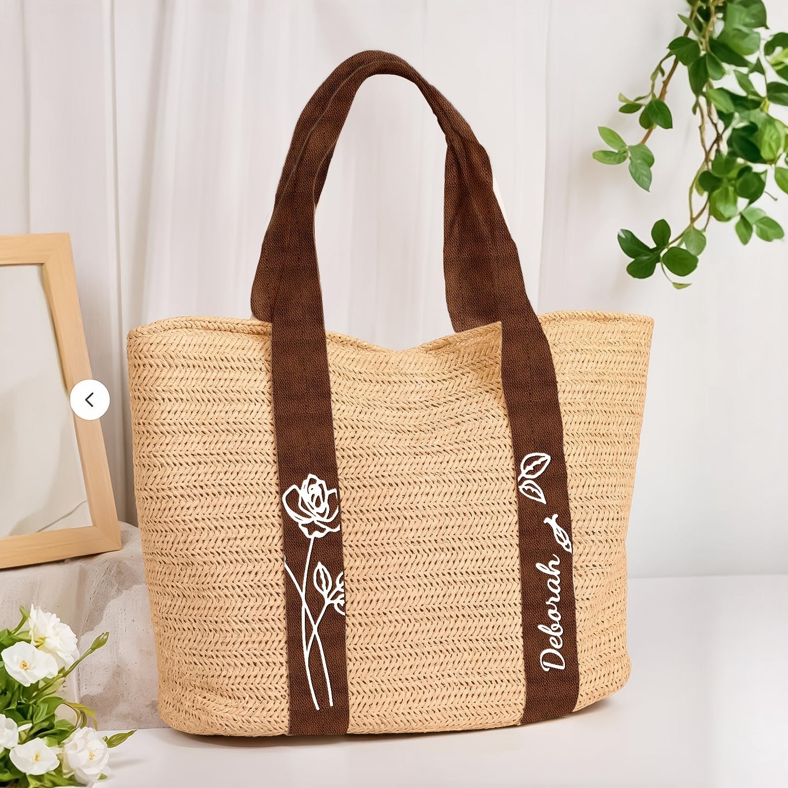 Flower - Personalized Name And Flower Beach Bag
