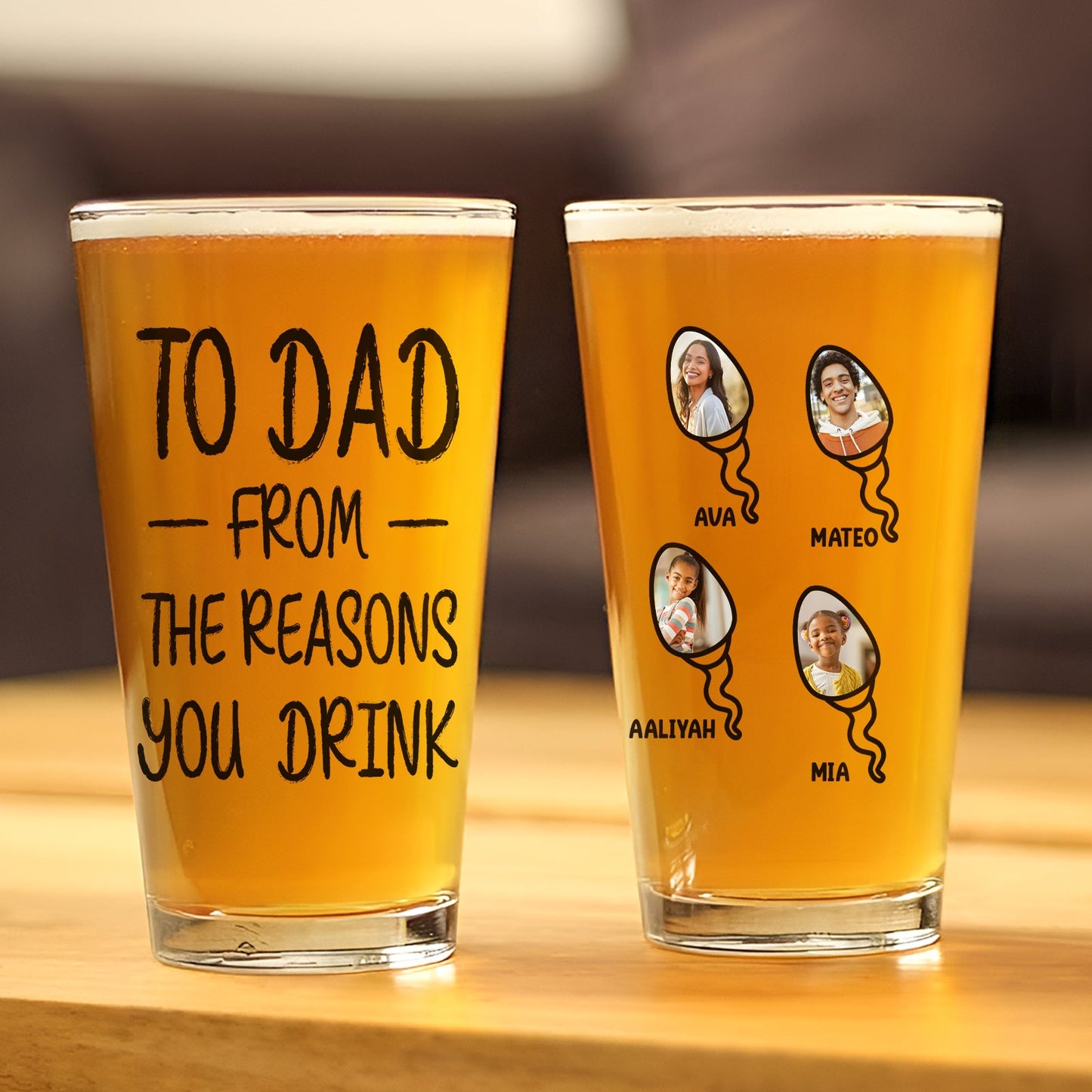 Father - To Dad From The Reason You Drink - Personalized Beer Glass