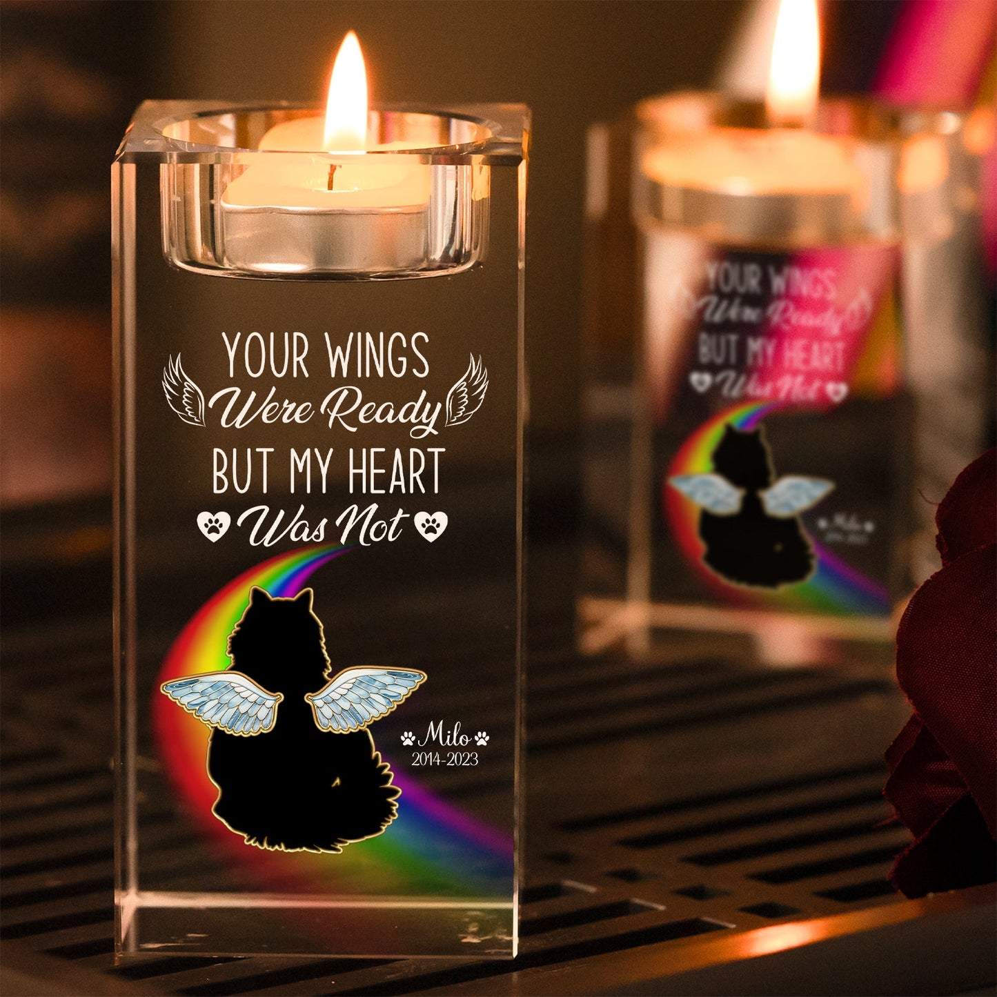 Pet Lover - A Piece Of My Heart - Personalized Crystal Candle Holder