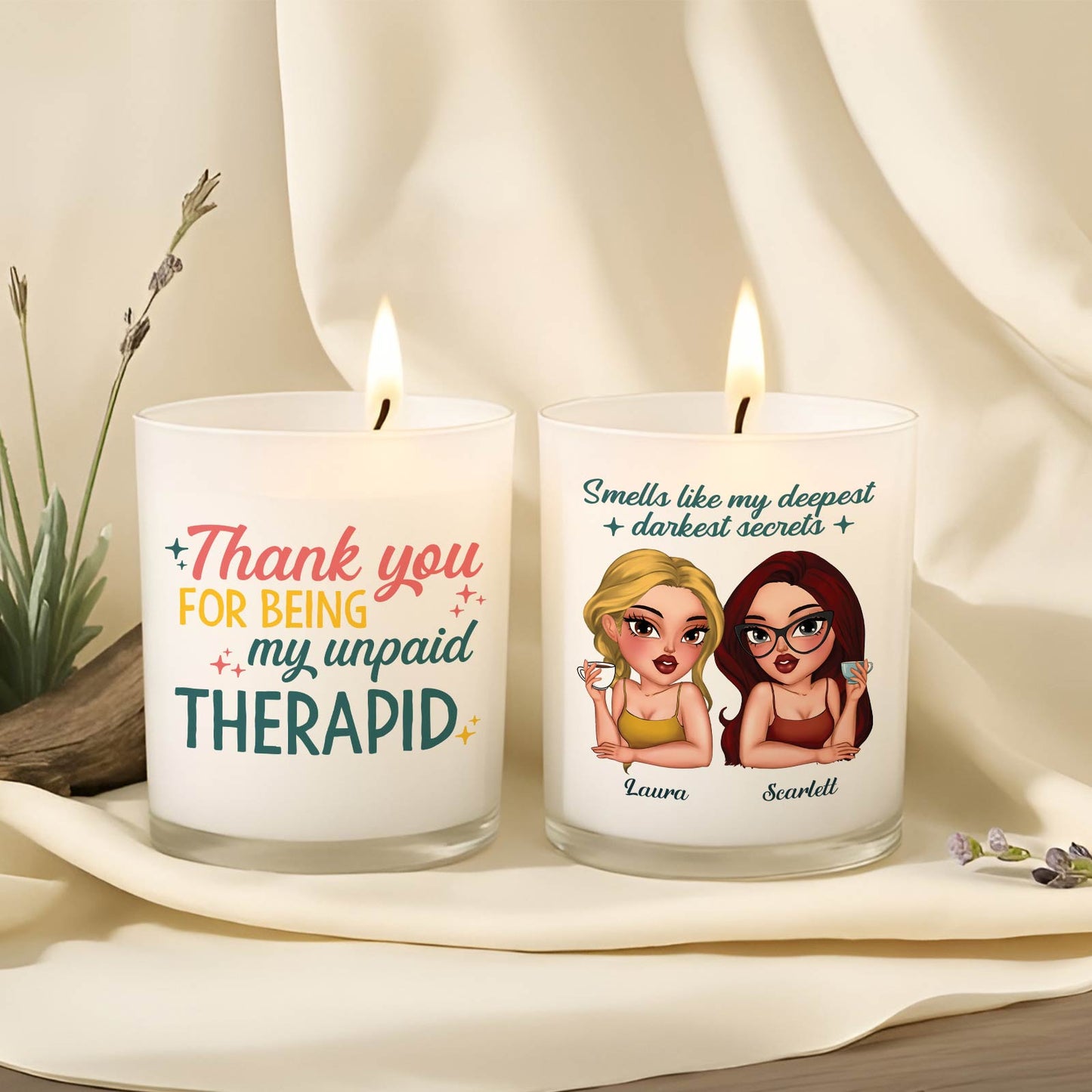 Bestie - Thank You For Being My Unpaid Therapid - Personalized Scented Candle
