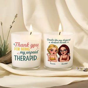 Bestie - Thank You For Being My Unpaid Therapid - Personalized Scented Candle
