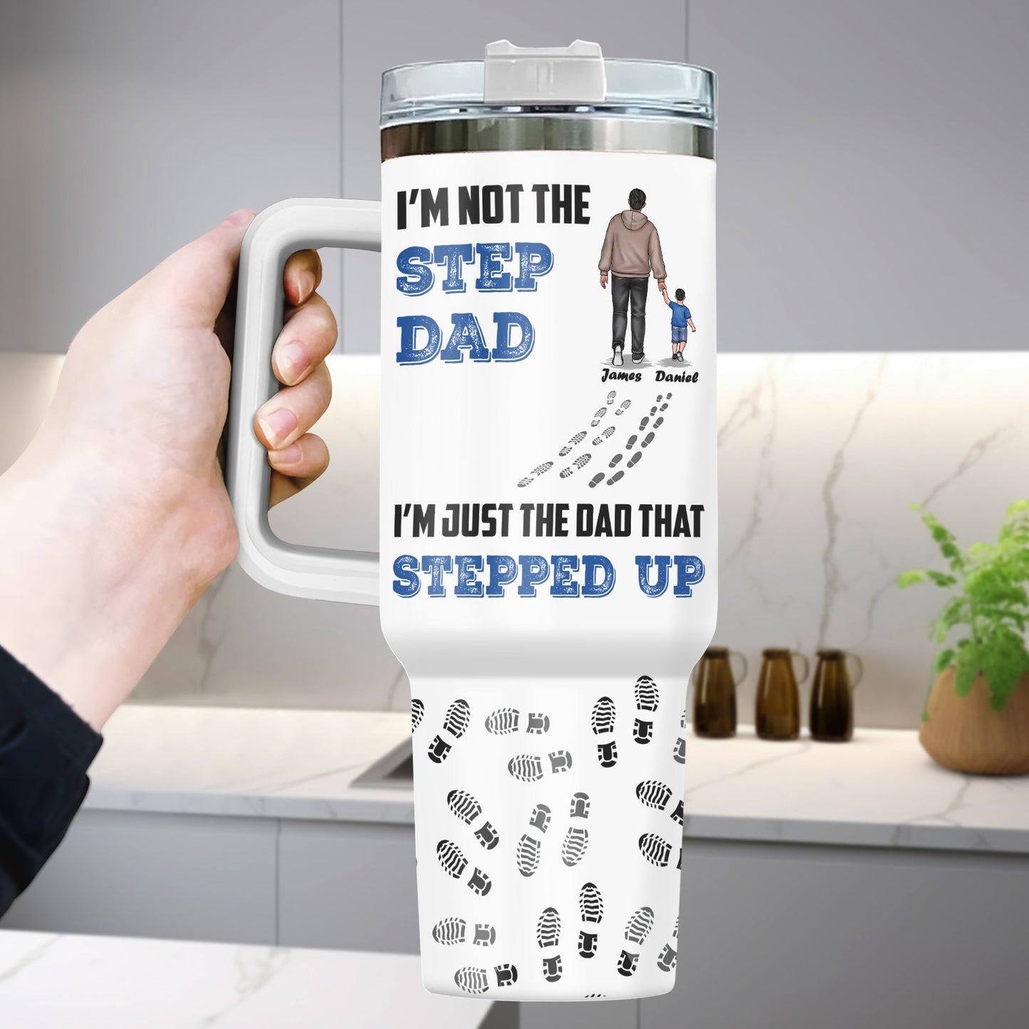 Father - I'm Not The Step Dad - Personalized Tumbler With Straw