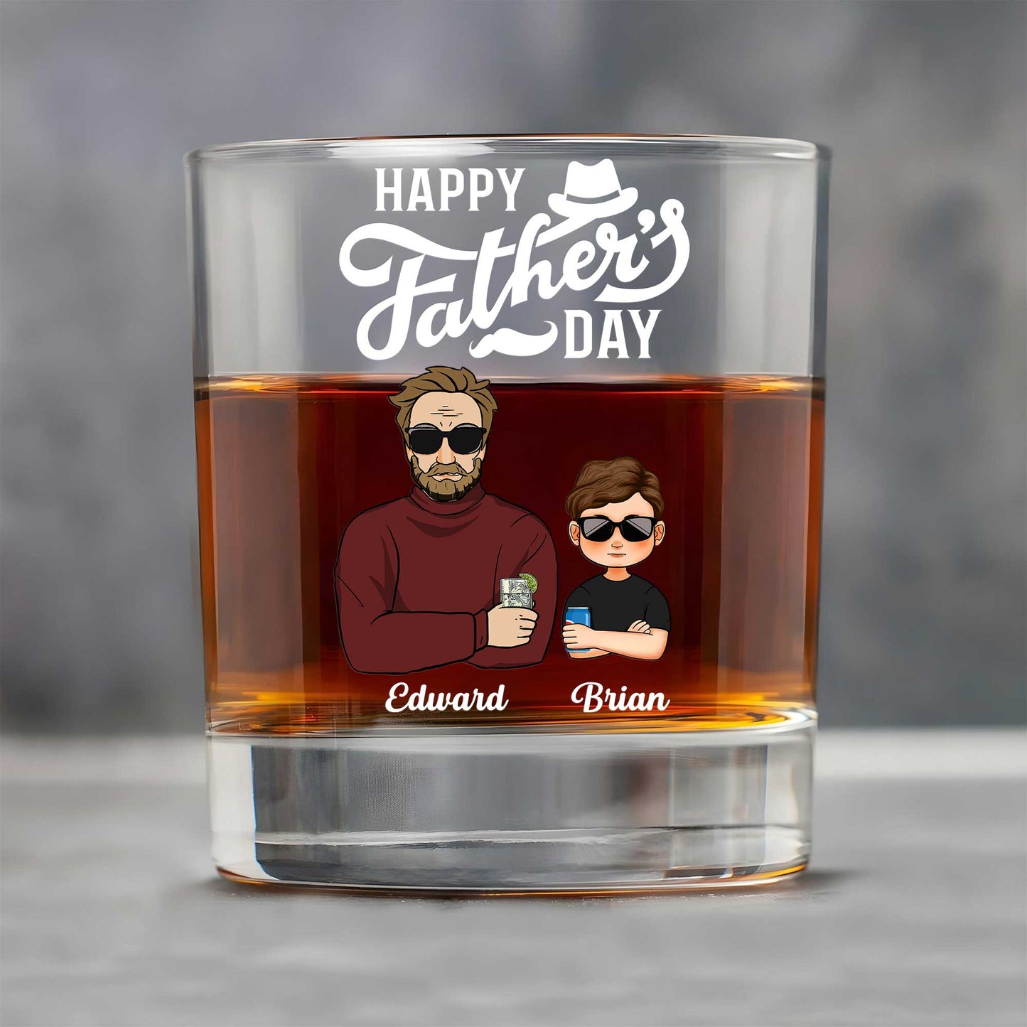 Family - Happy Father's Day - Personalized Mood Meter Whisky Glass