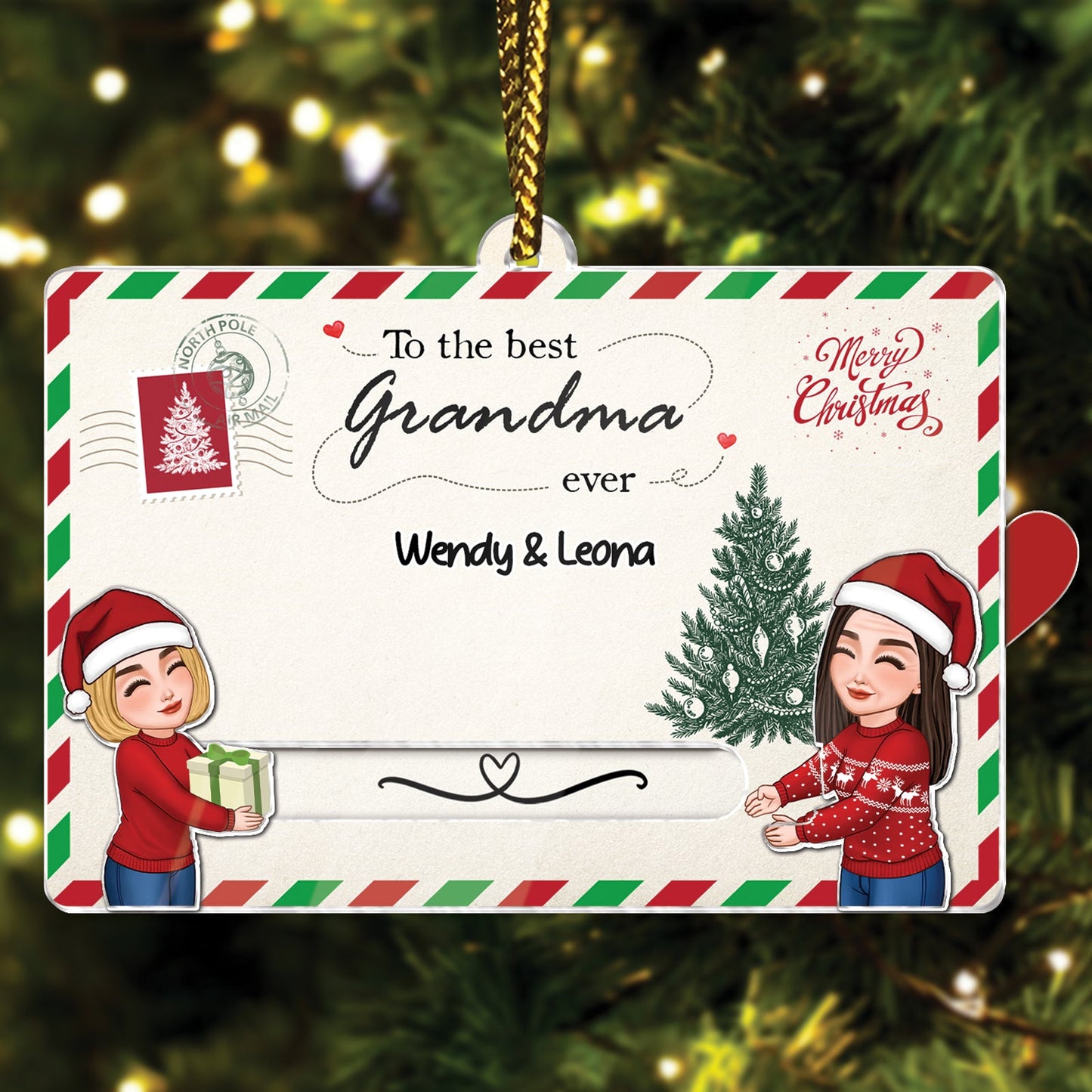 Family - To The Best Grandma Ever - Personalized Acrylic Slider Card Ornament