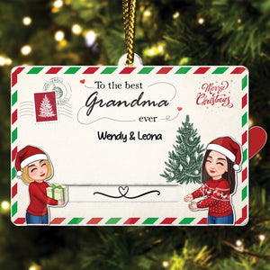 Family - To The Best Grandma Ever - Personalized Acrylic Slider Card Ornament
