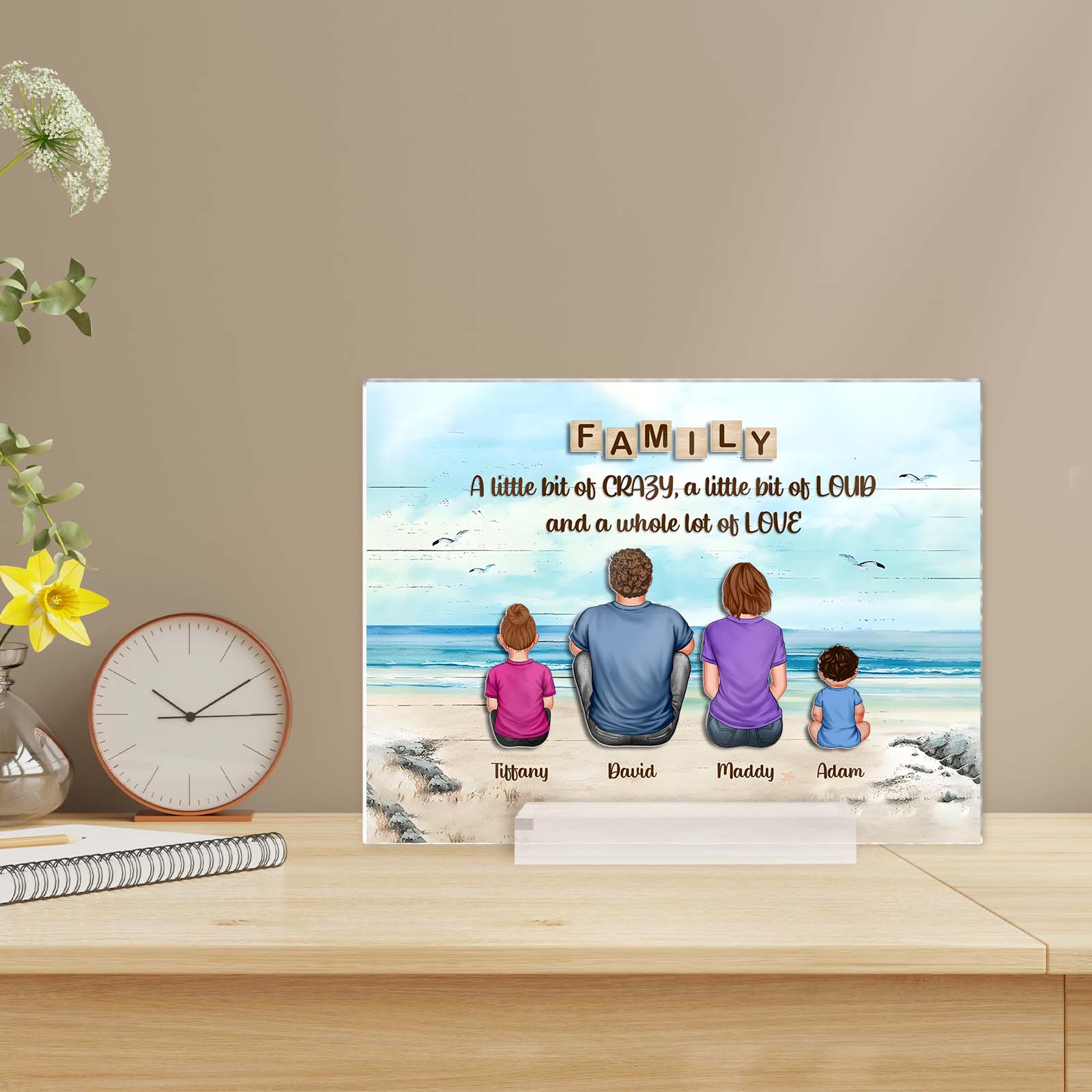 Family - The Love Is Forever - Personalized 2- Layer Acrylic Plaque