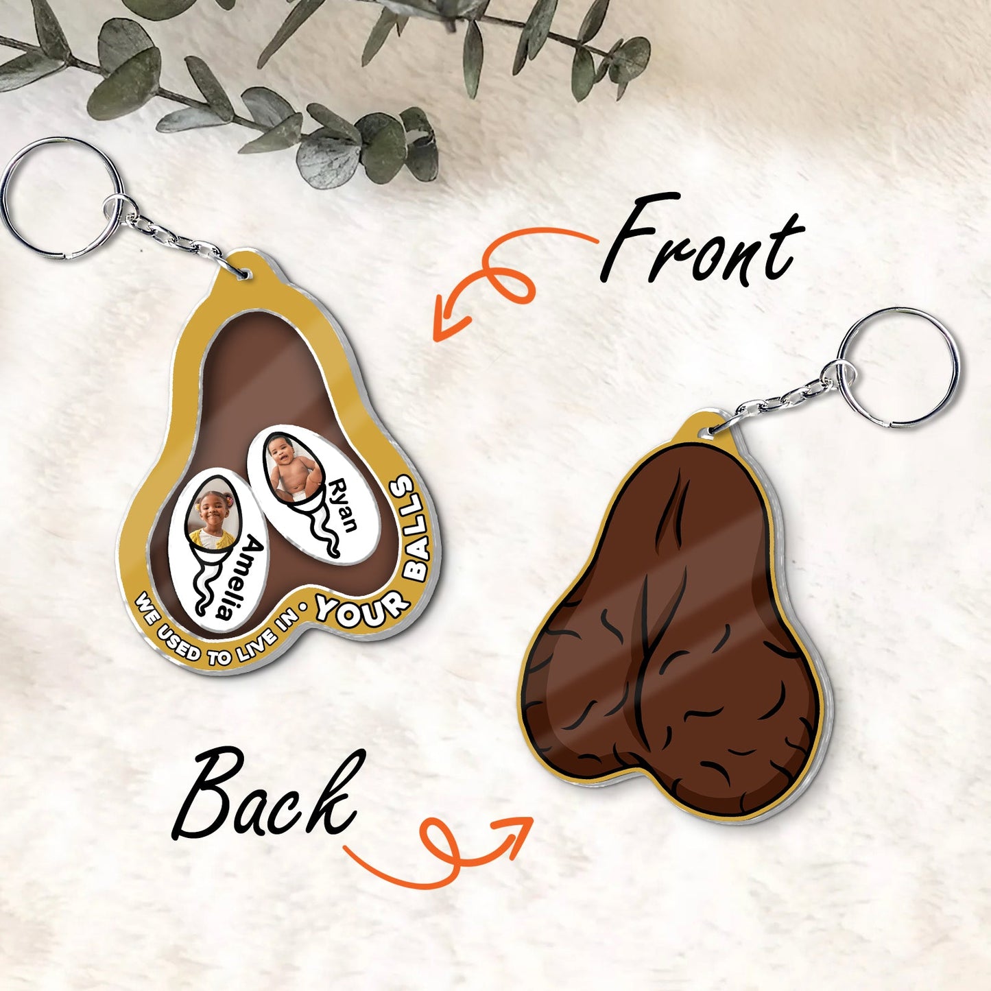 Father - We Used To Live In Your Balls - Personalized Acrylic Shaking Keychain (Ver 2)