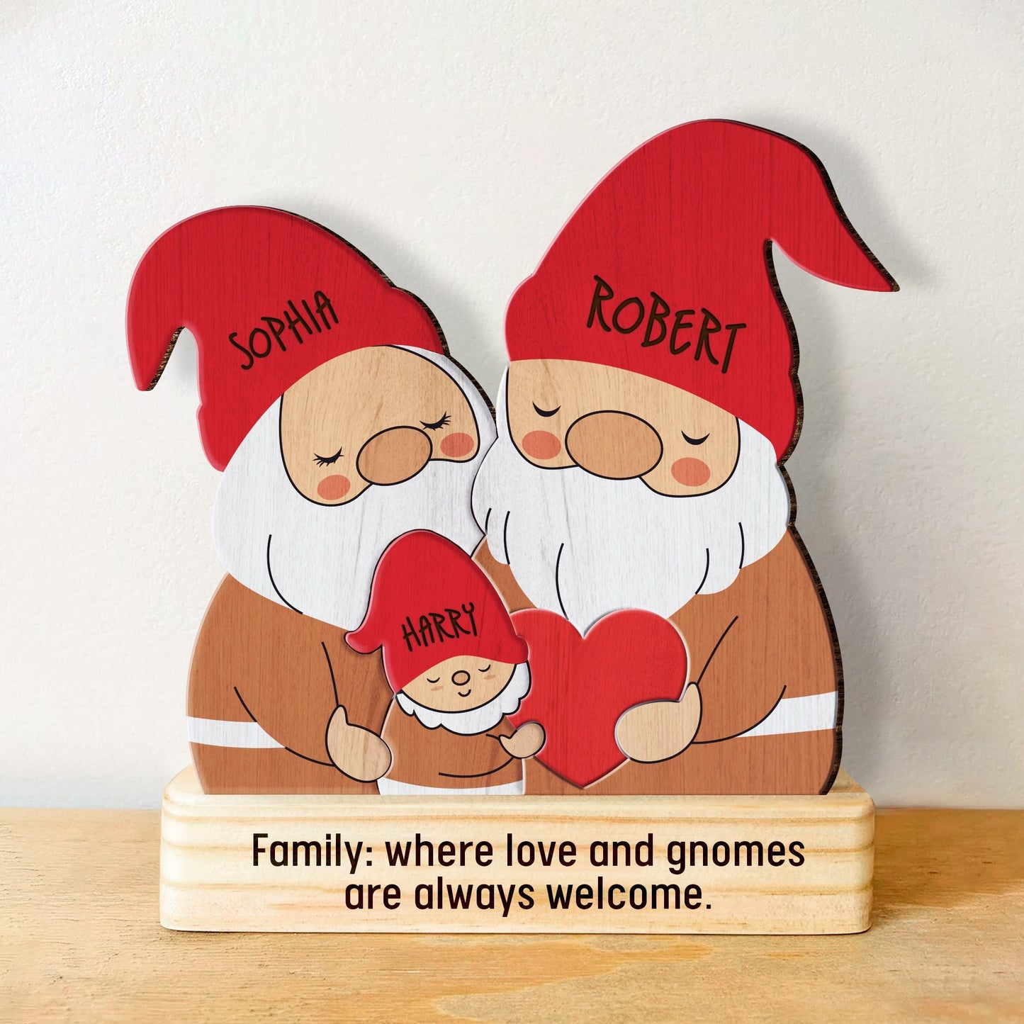 Family - Gnome Family - Personalized Wooden Puzzle