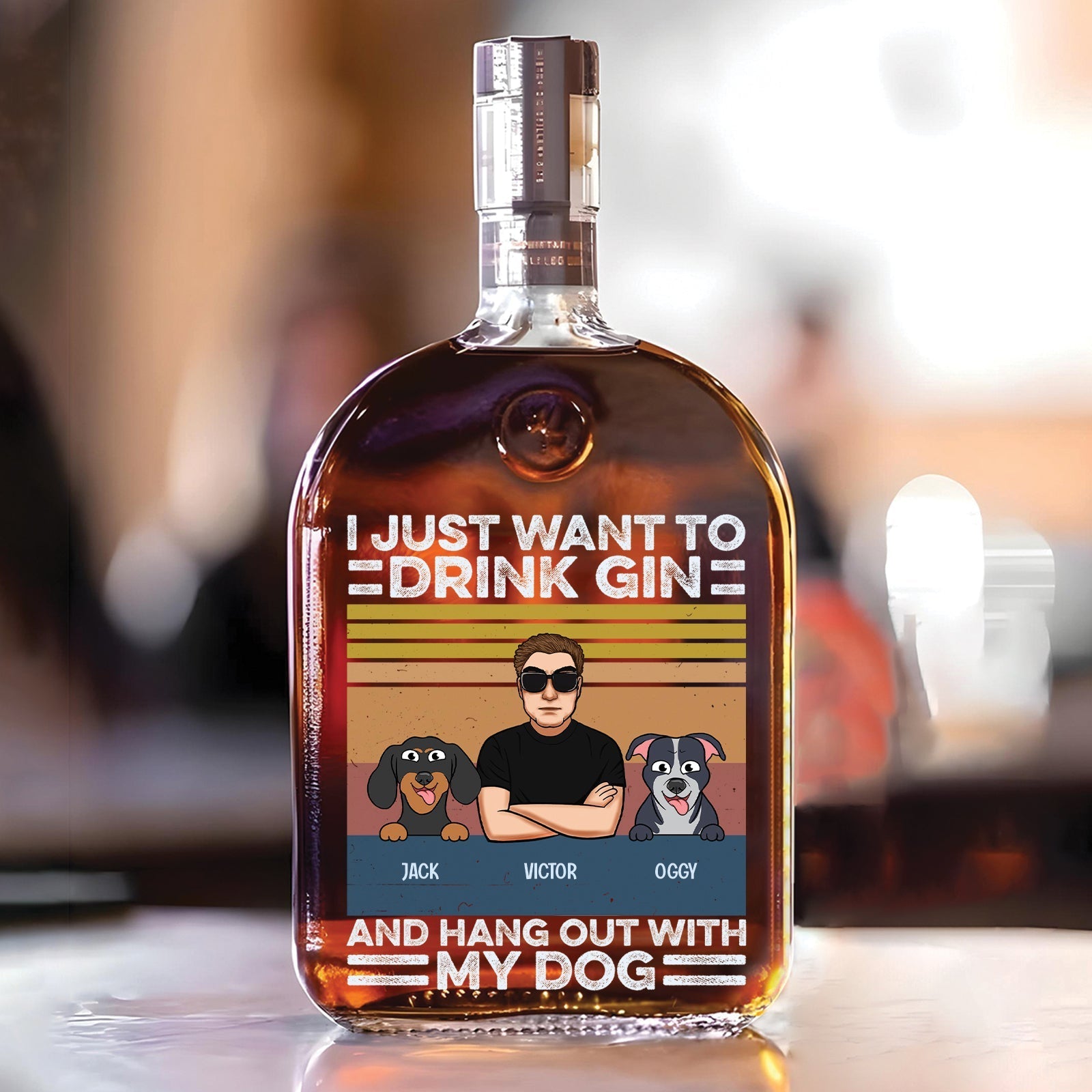 Pet Lover - I Just Want To Drink Wine - Personalized Whiskey Bottle