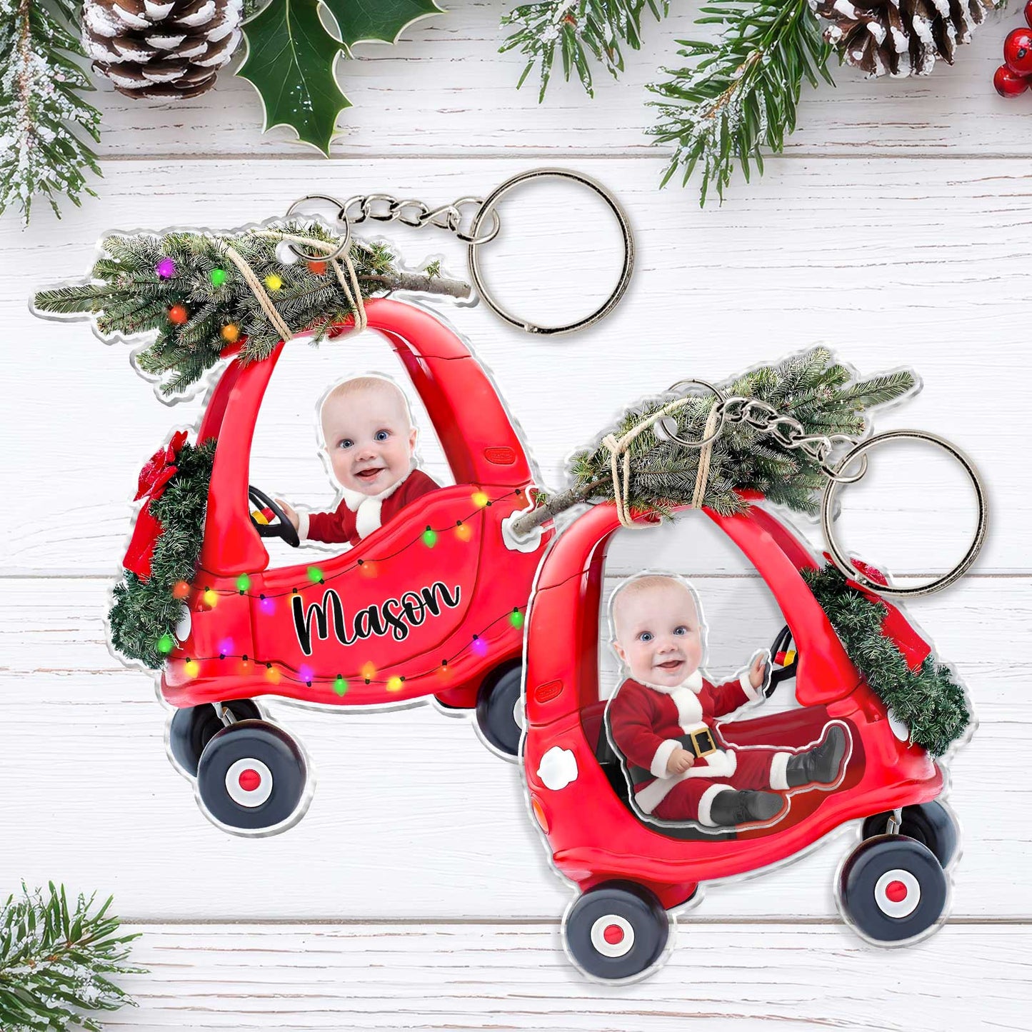 Family - Adorable Newborn Baby - Personalized Custom Photo Shaking Keychain