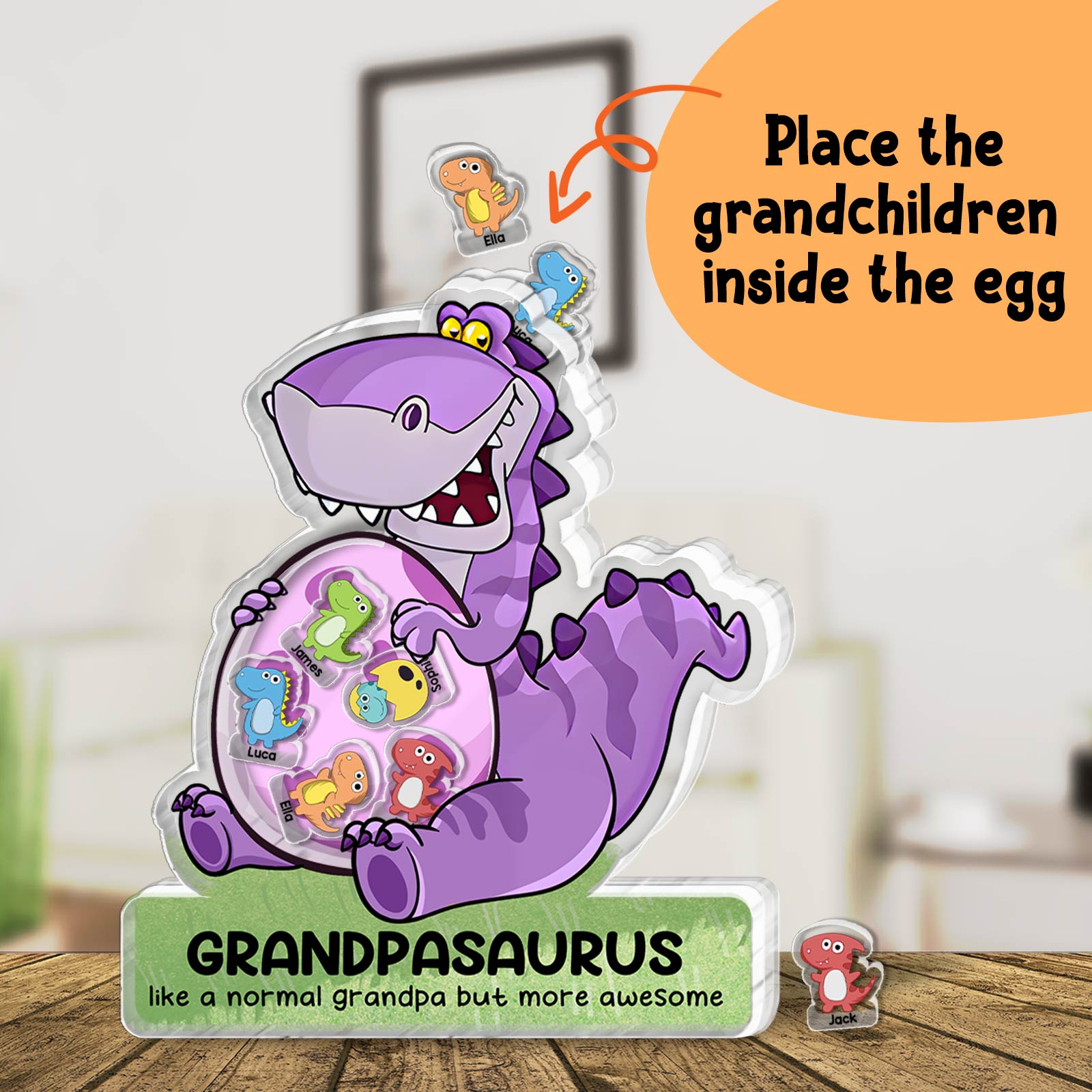 Family - Papasaurus Like A Normal Papa But More Awesome - Personalized Acrylic Plaque