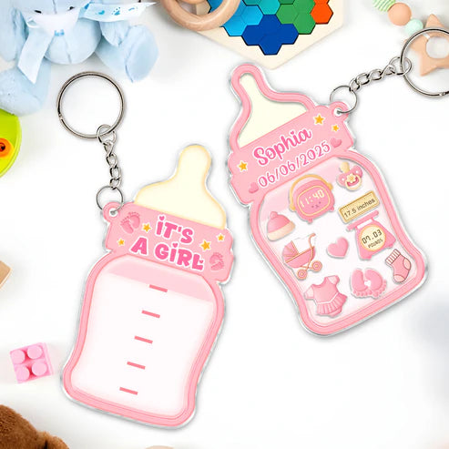 Family - It's A Girl/Boy - Personalized Shaking Keychain