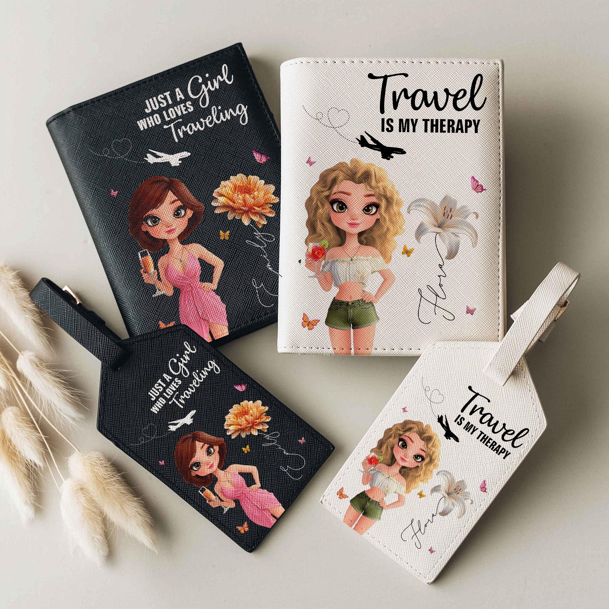 Travel Lovers - Just A Girl Who Loves Traveling - Personalized Luggage Tag & Passport Bag