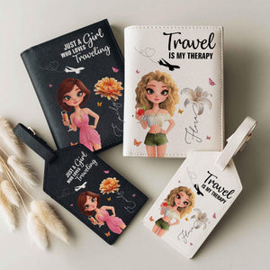 Travel Lovers - Just A Girl Who Loves Traveling - Personalized Luggage Tag & Passport Bag