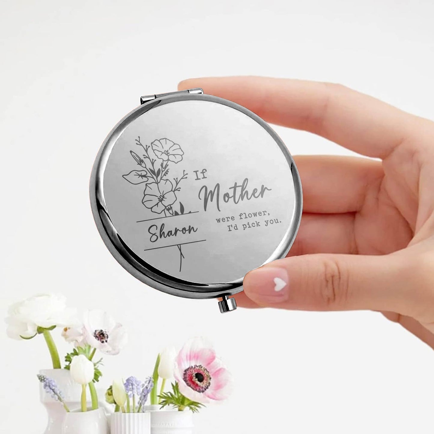 Family - Flower of My Heart - Personalized Compact Mirror