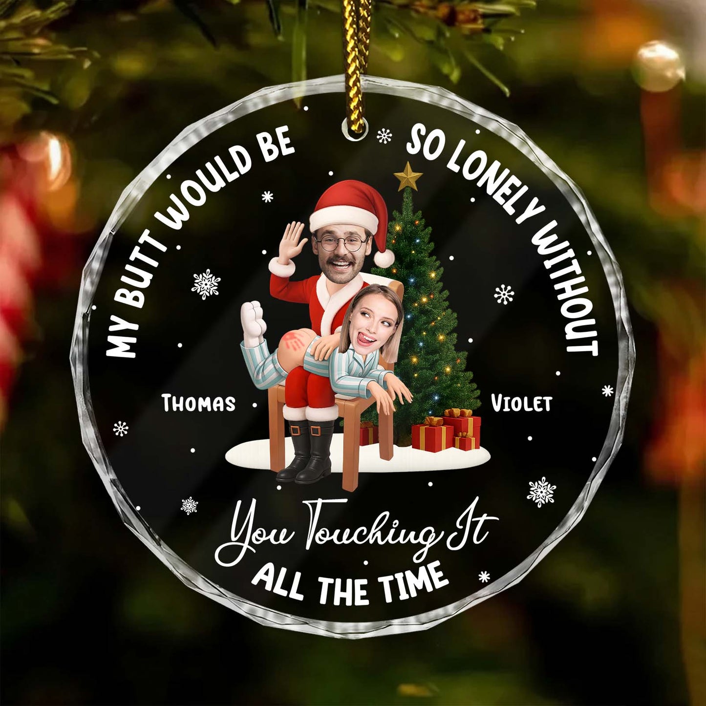 Personalized Couples Christmas Glass Ornament - Funny Custom Gift For Him Or Her