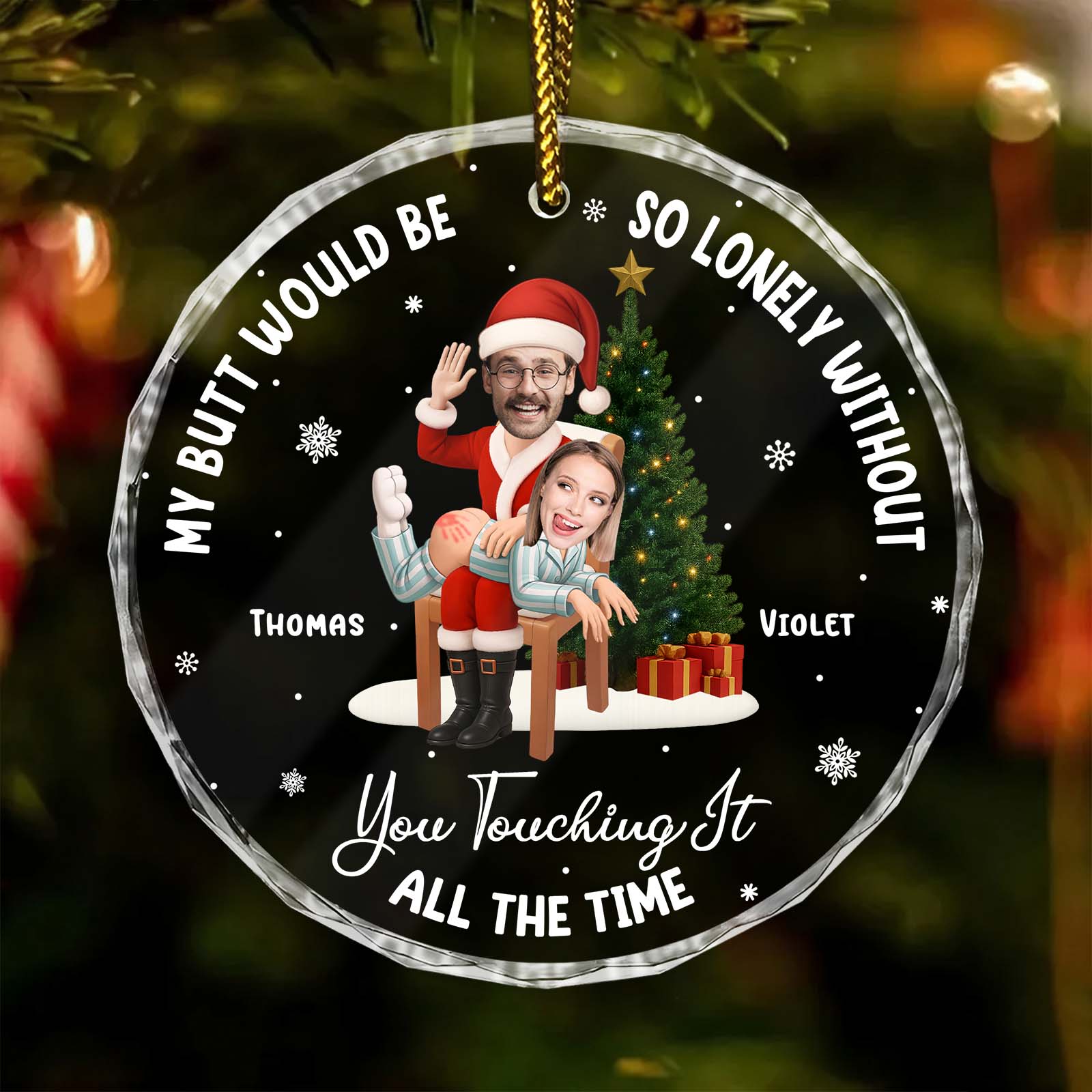 Personalized Couples Christmas Glass Ornament - Funny Custom Gift For Him Or Her