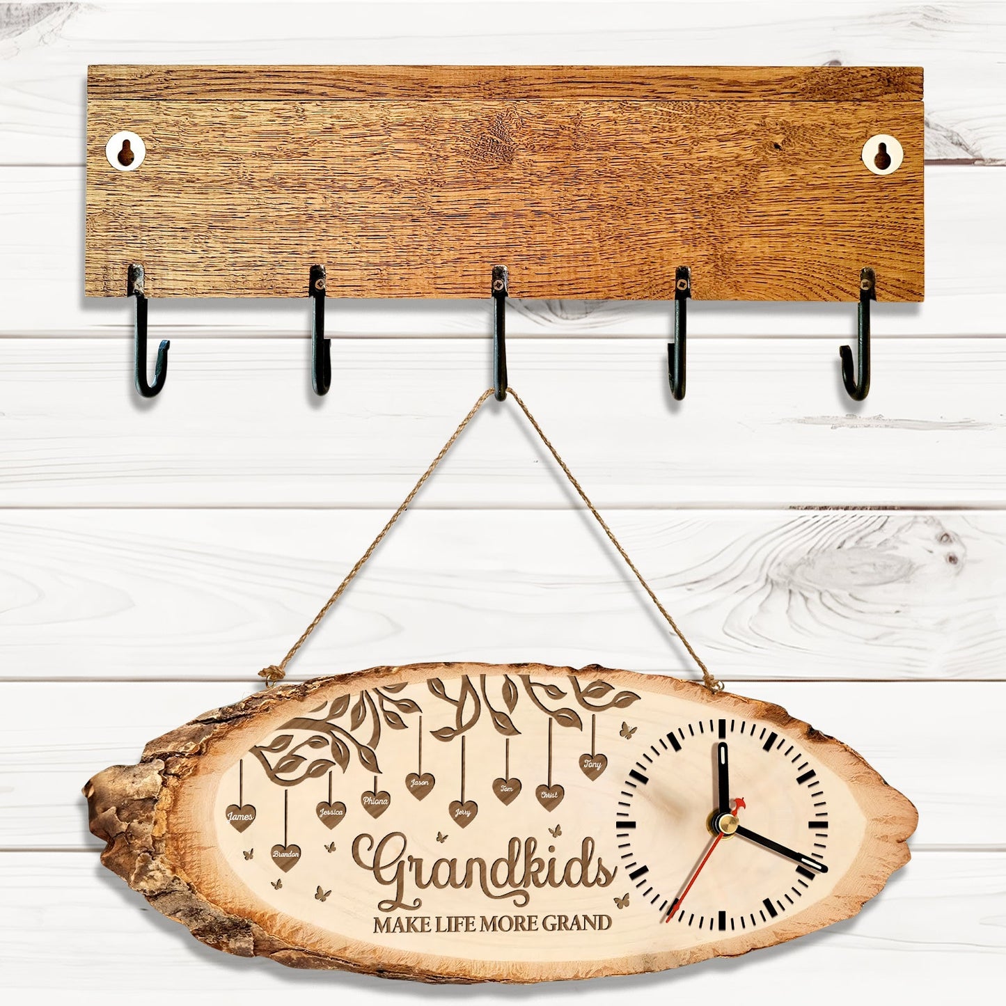 Family - Grandkids- Personalized Wooden Clock
