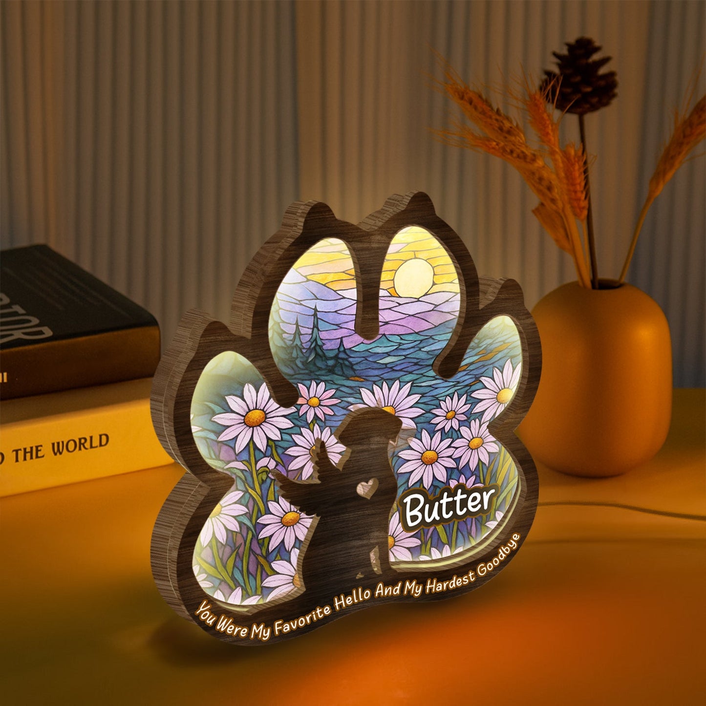 Pet Lover - You Were My Favorite Hello And My Hardest Goodbye - Personalized LED Light Wooden Plaque