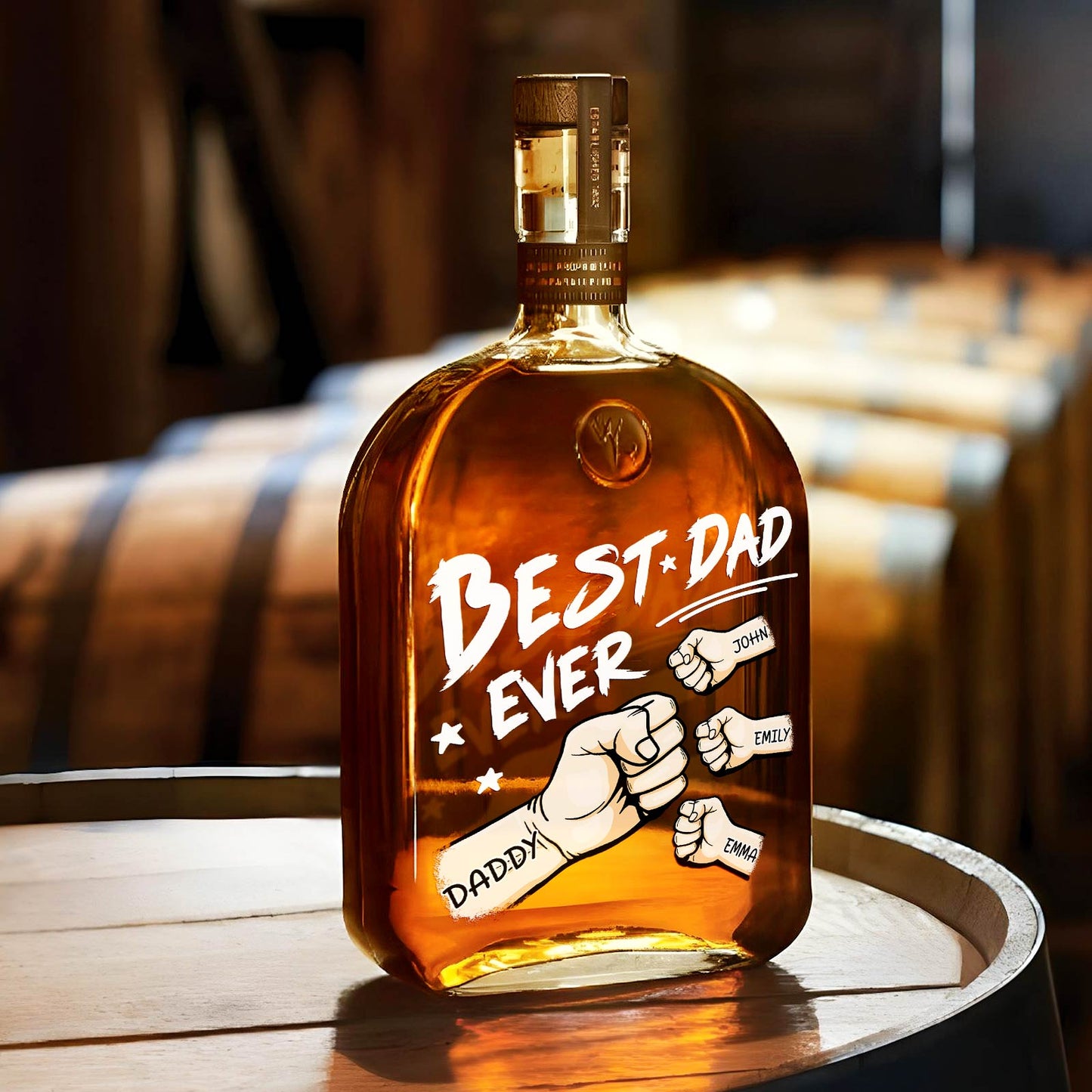 Father - Best Dad Ever - Personalized Whiskey Bottle