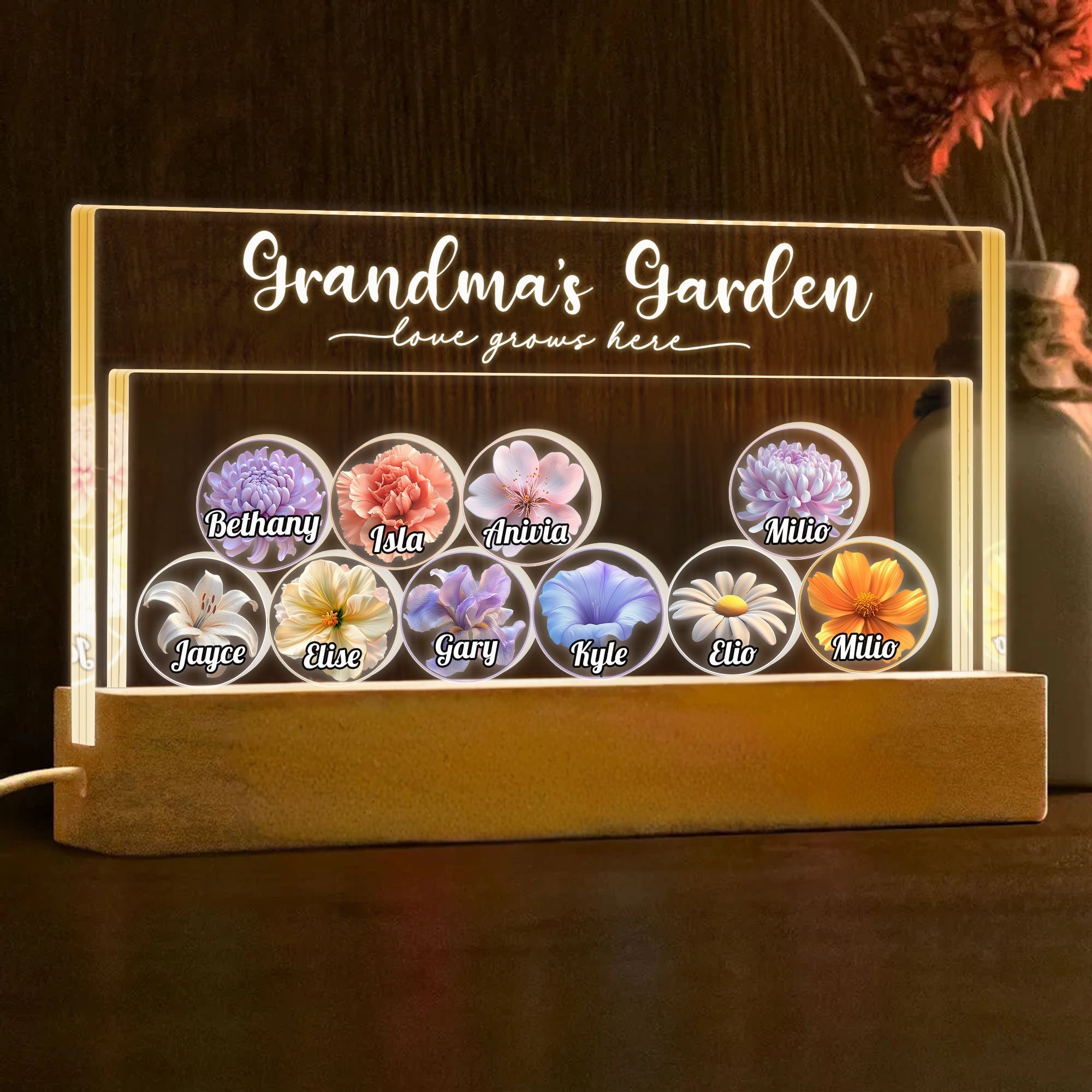 Family - Grandma‘s Garden - Personalized Shaking Night Light