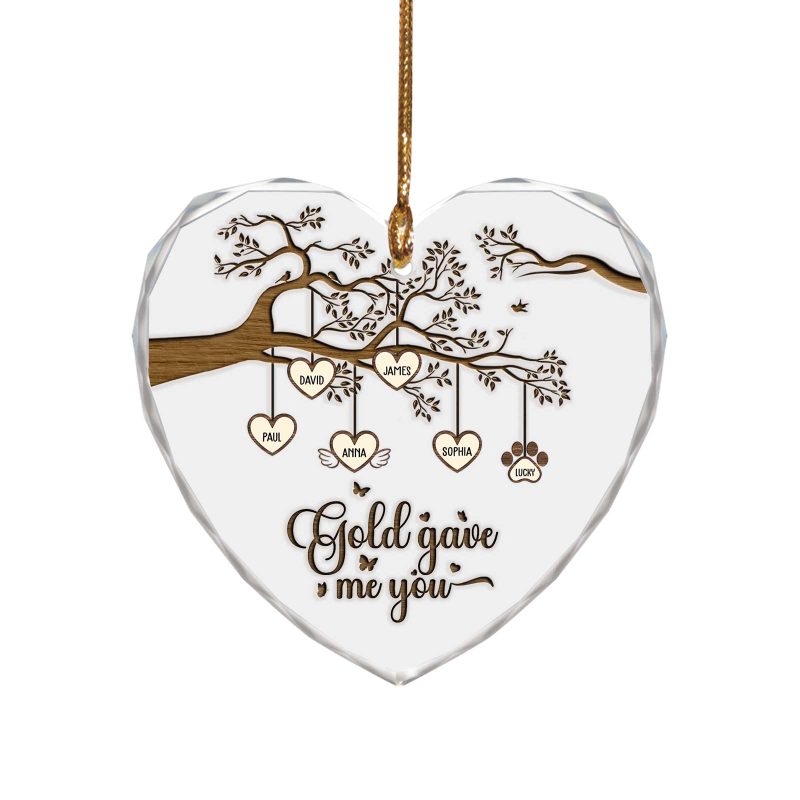 Family - Gold Gave Me You - Personalized Glass Ornament