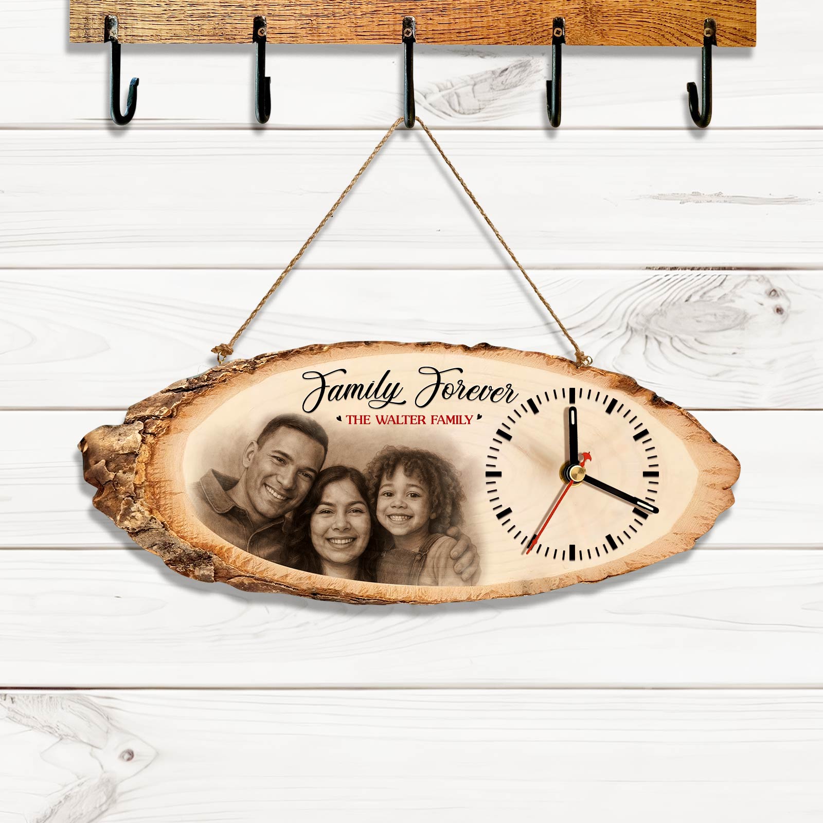 Family Custom Photo - Personalized Wooden Clock