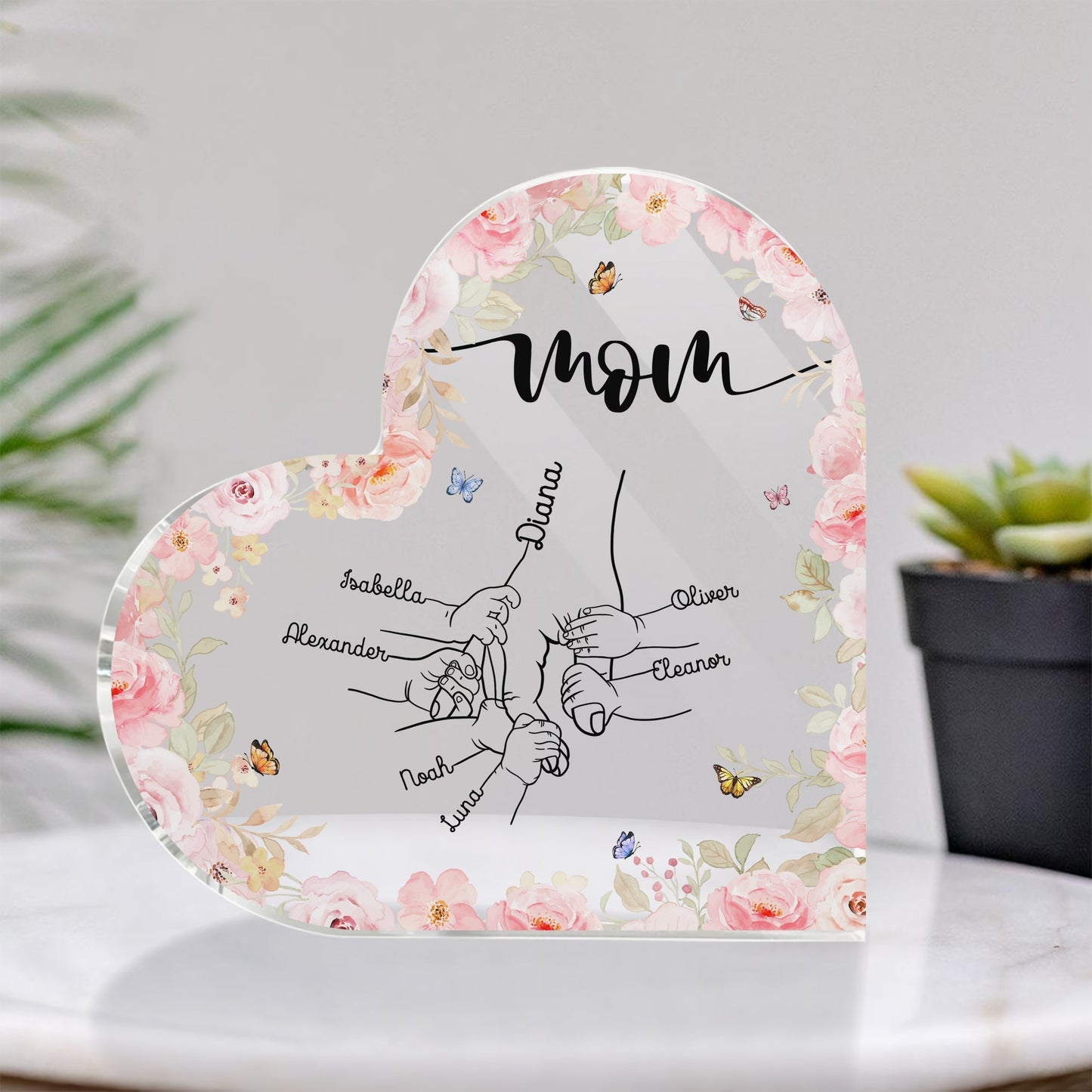 Family - Holding Mom's Hand - Personalized Acrylic Plaque